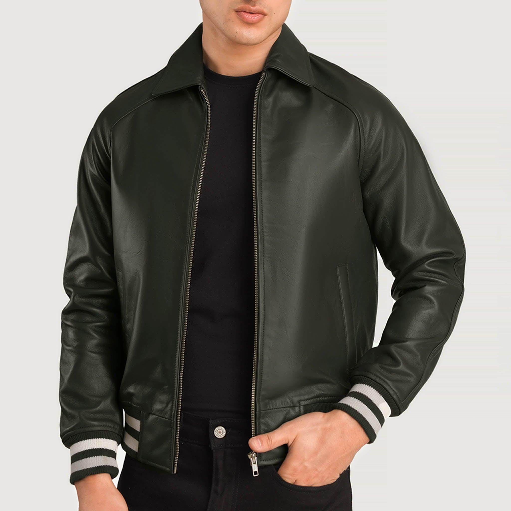 Abelard Brown & Black Leather Varsity Jacket – Timeless Classic Style - leathergang.com