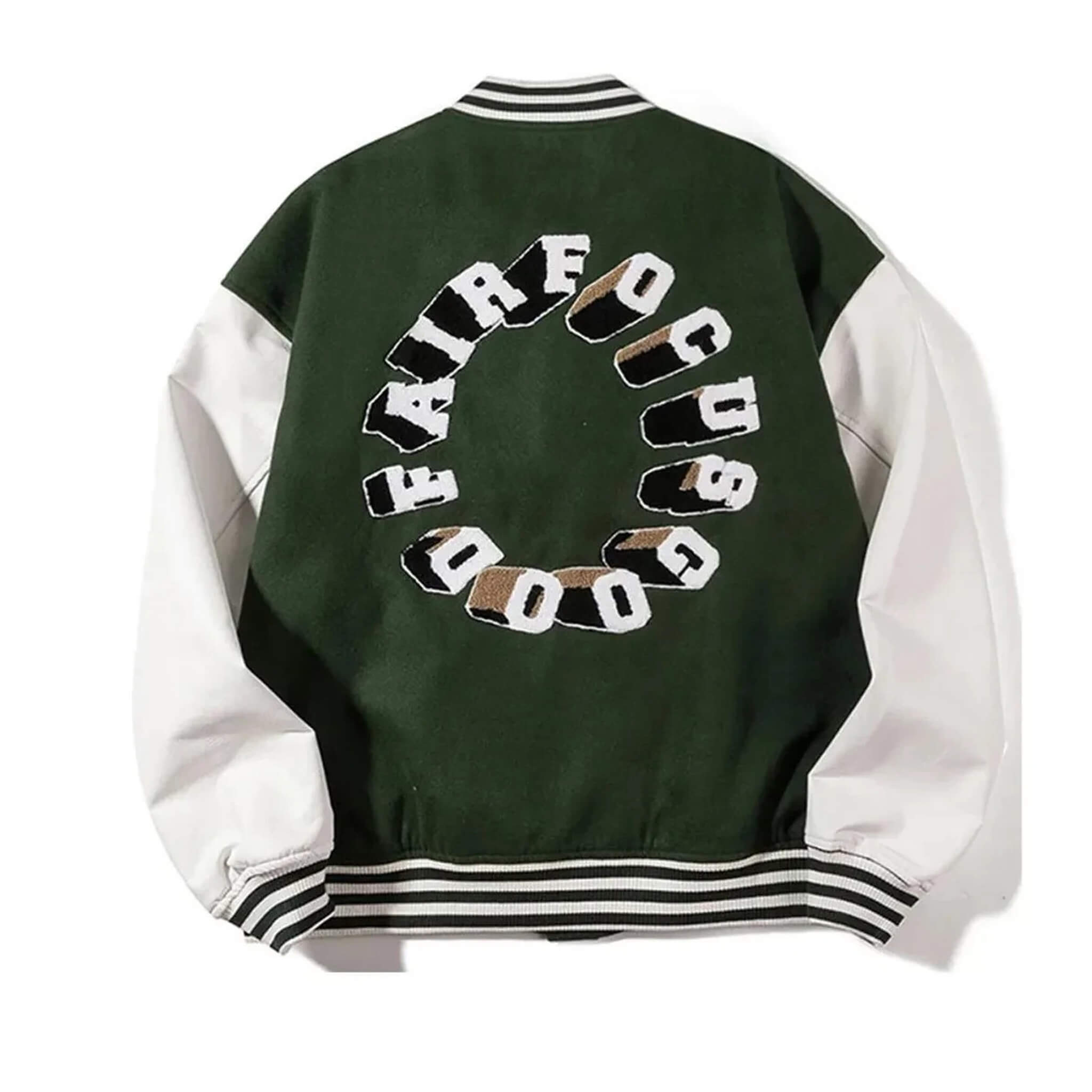 Fair Focus Green & White Varsity Letterman Jacket