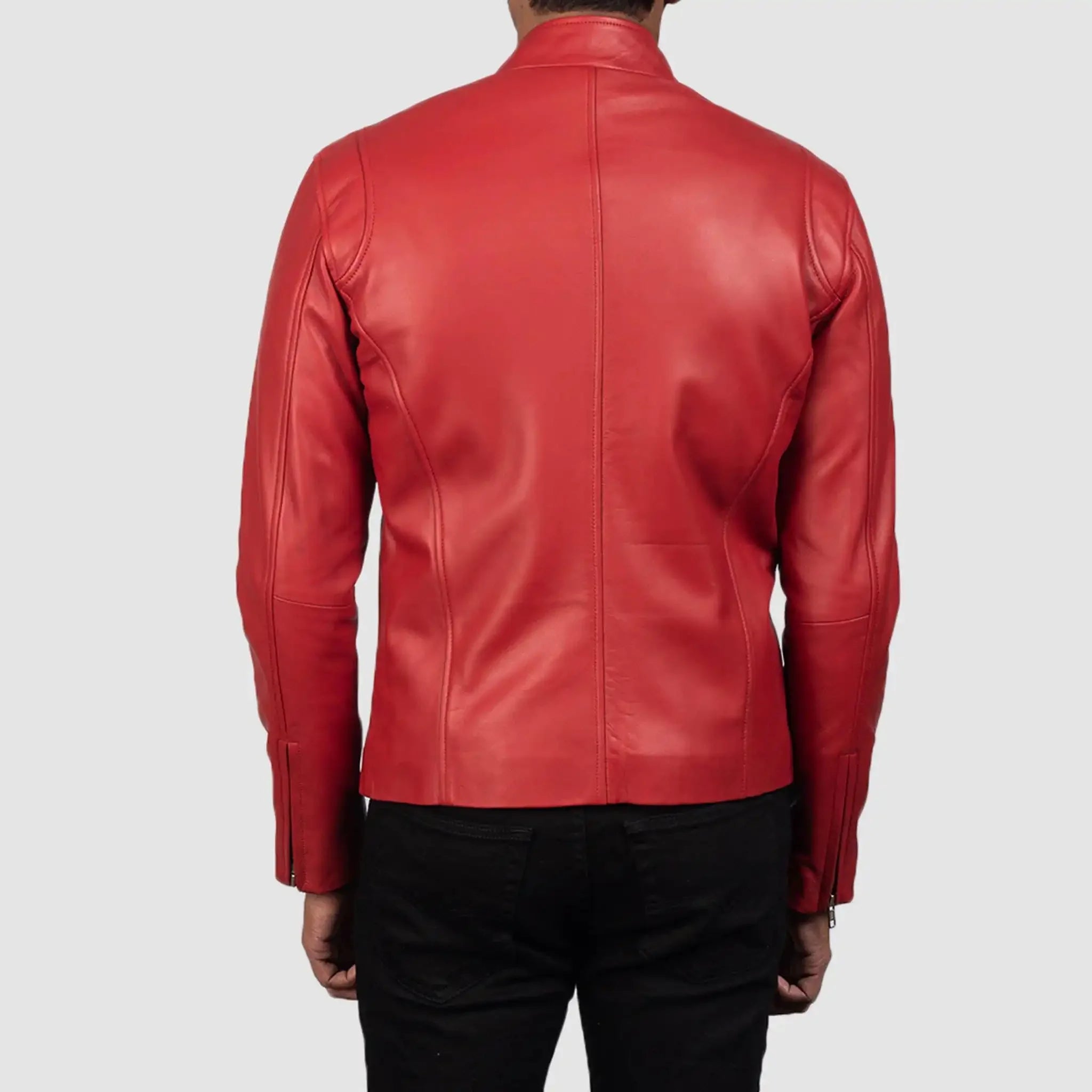Elite Red Leather Biker Jacket - Premium Motorcycle Style for Men
