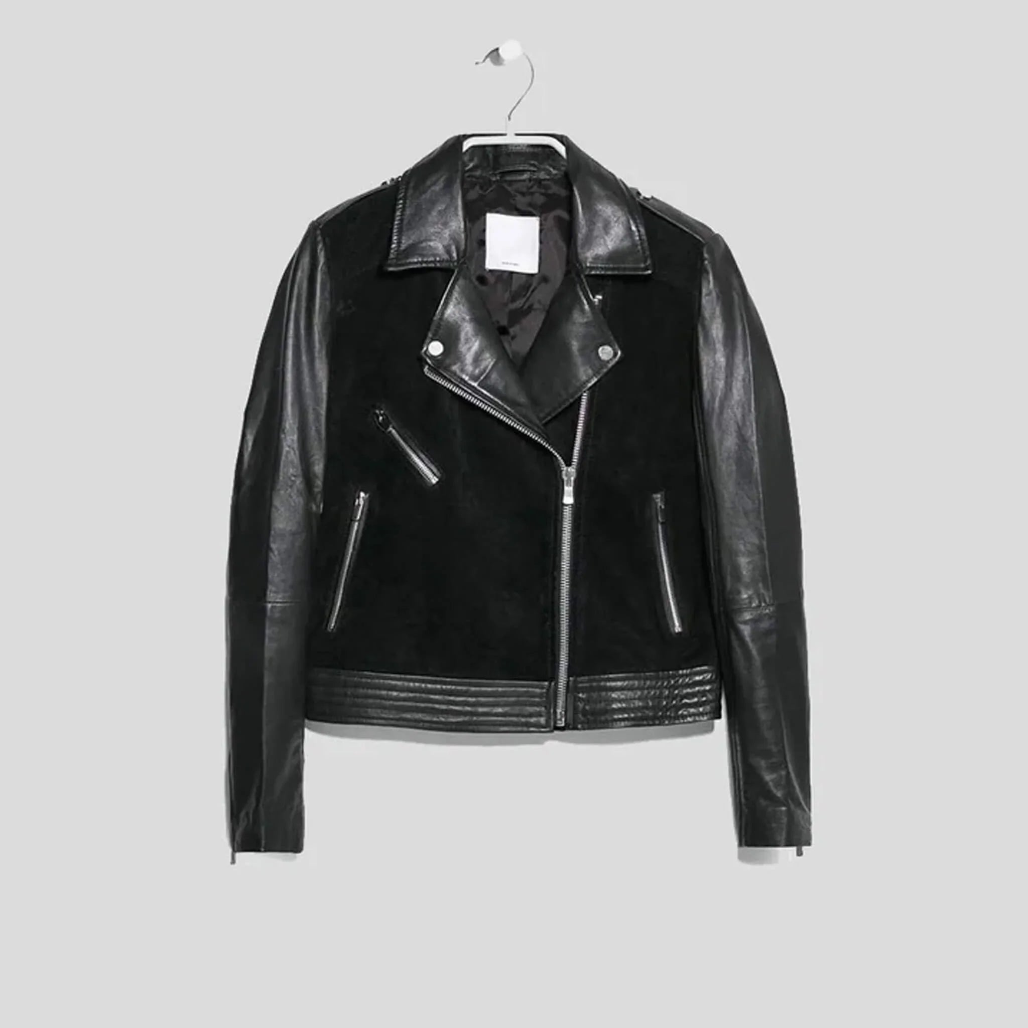 Noir Black Lambskin Moto Leather Jacket