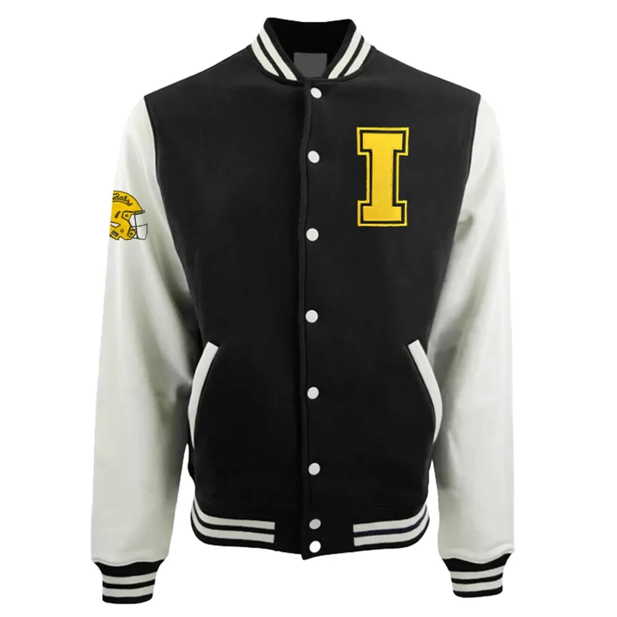 Iowa Hawkeyes Black & White Football Helmet Varsity Jacket