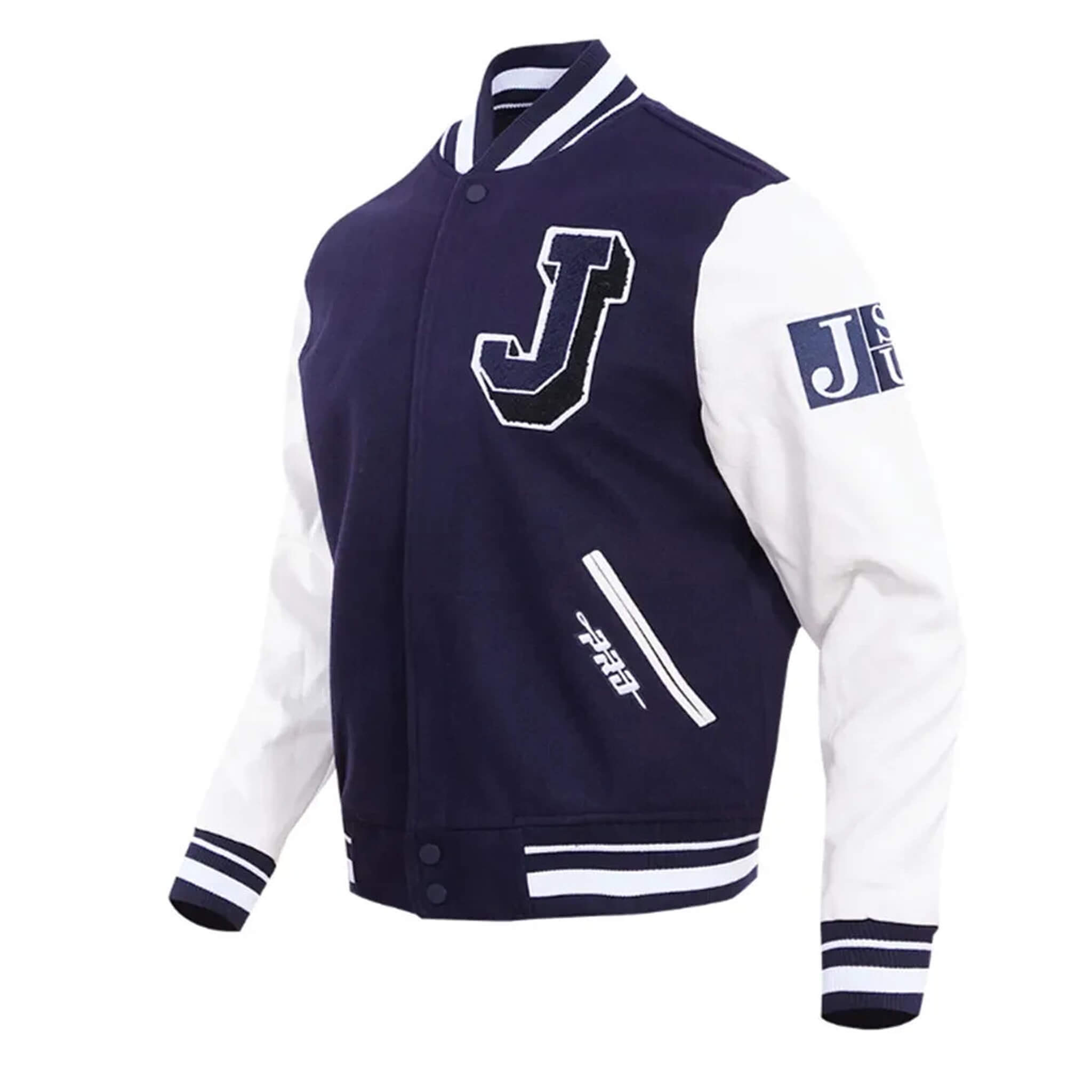 Jackson State University Varsity Jacket – Navy & White Letterman Style
