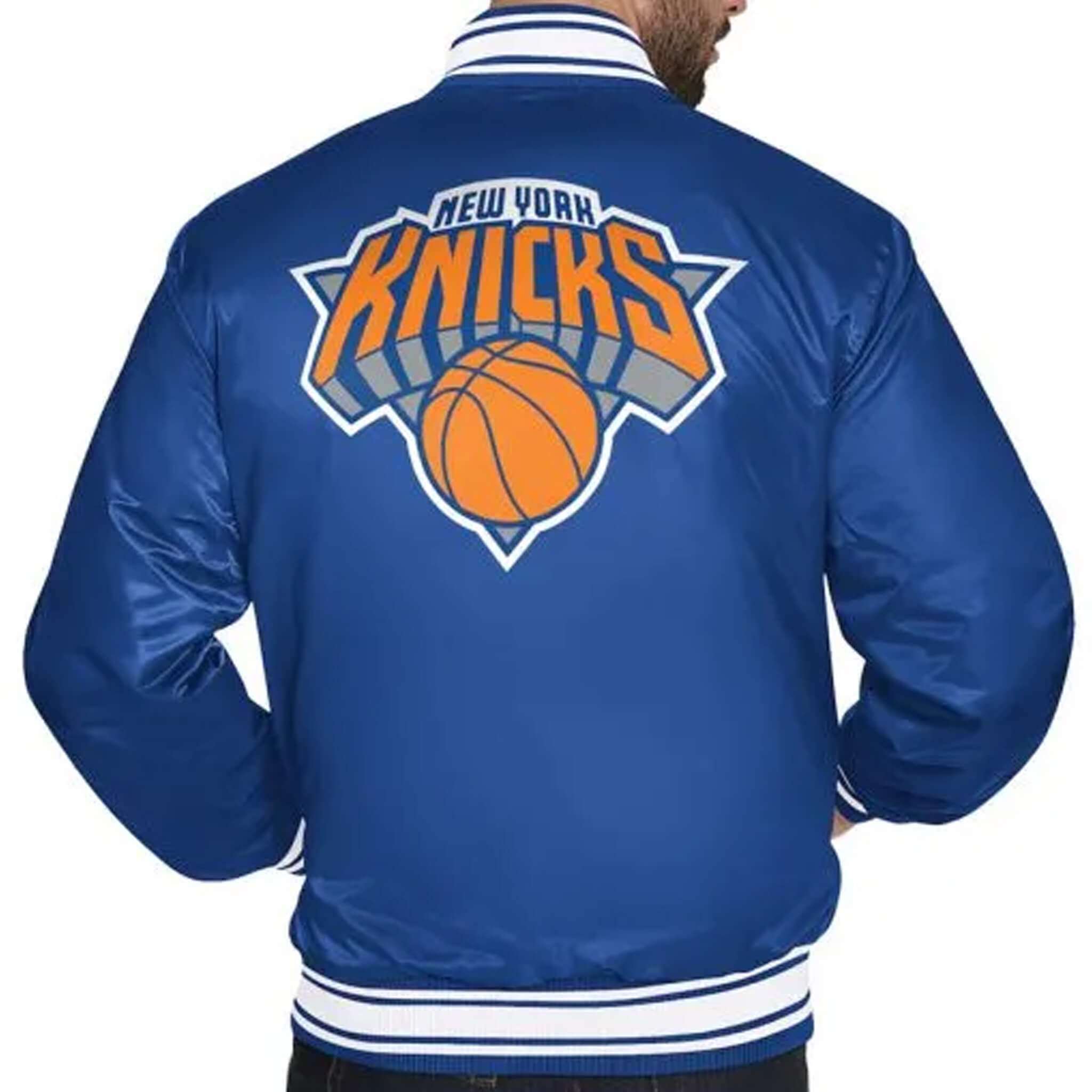 New York Knicks Varsity Jacket – Blue Satin NBA Gear