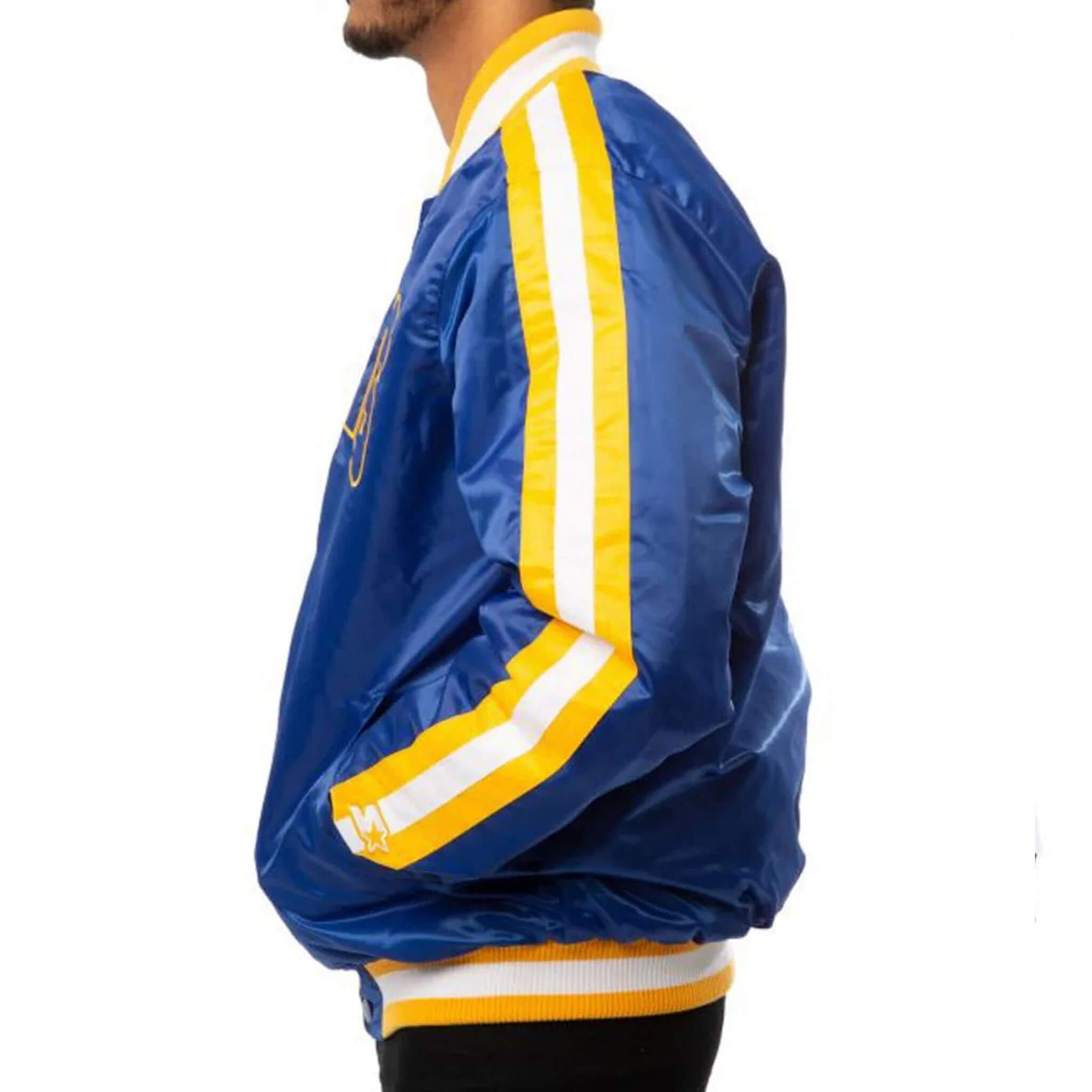 Rams LA Satin Varsity Jacket – Blue NFL Football Style