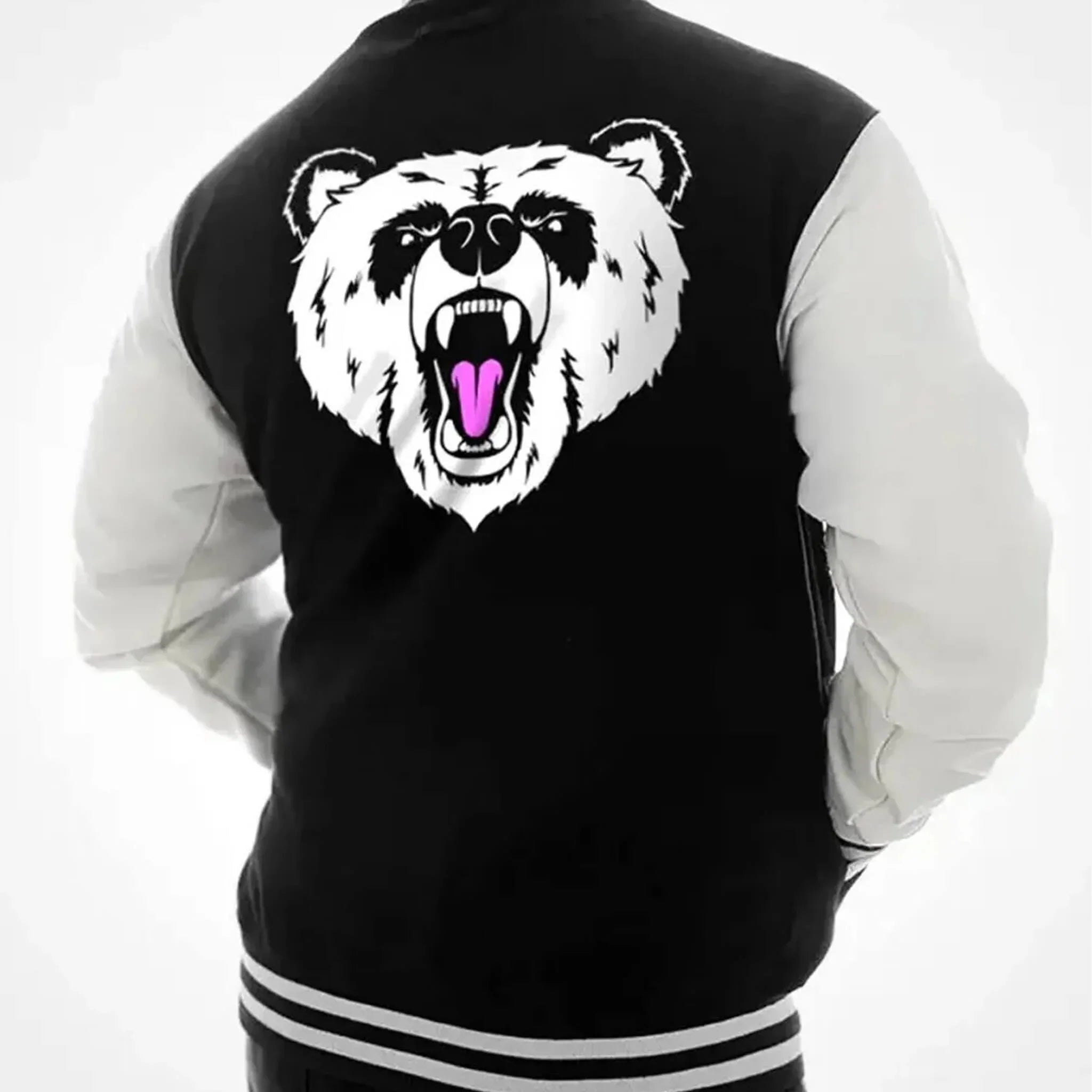 Bear Logo College Varsity Letterman Baseball Jacket - leathergang.com