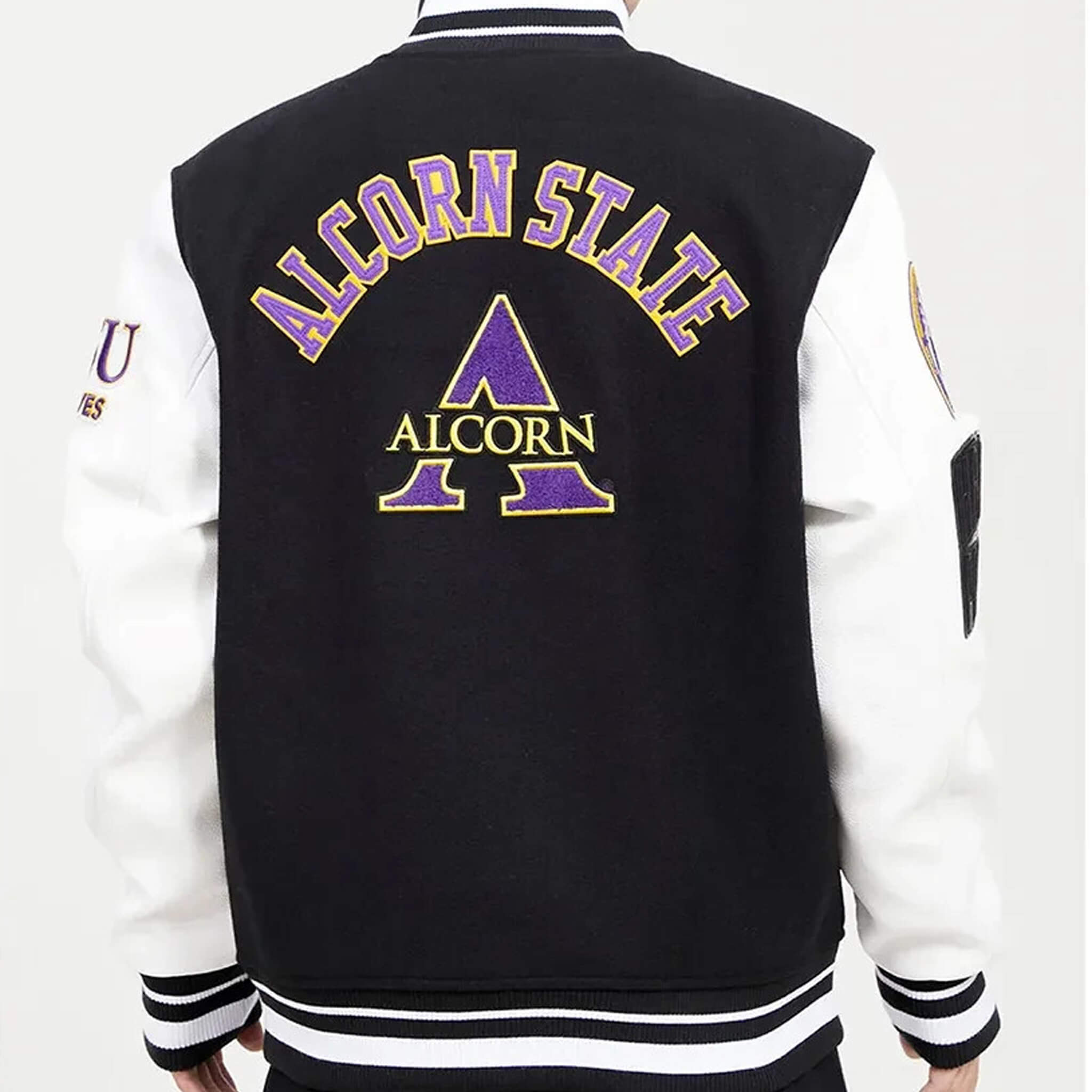Letterman Alcorn State University Black and White Varsity Jacket
