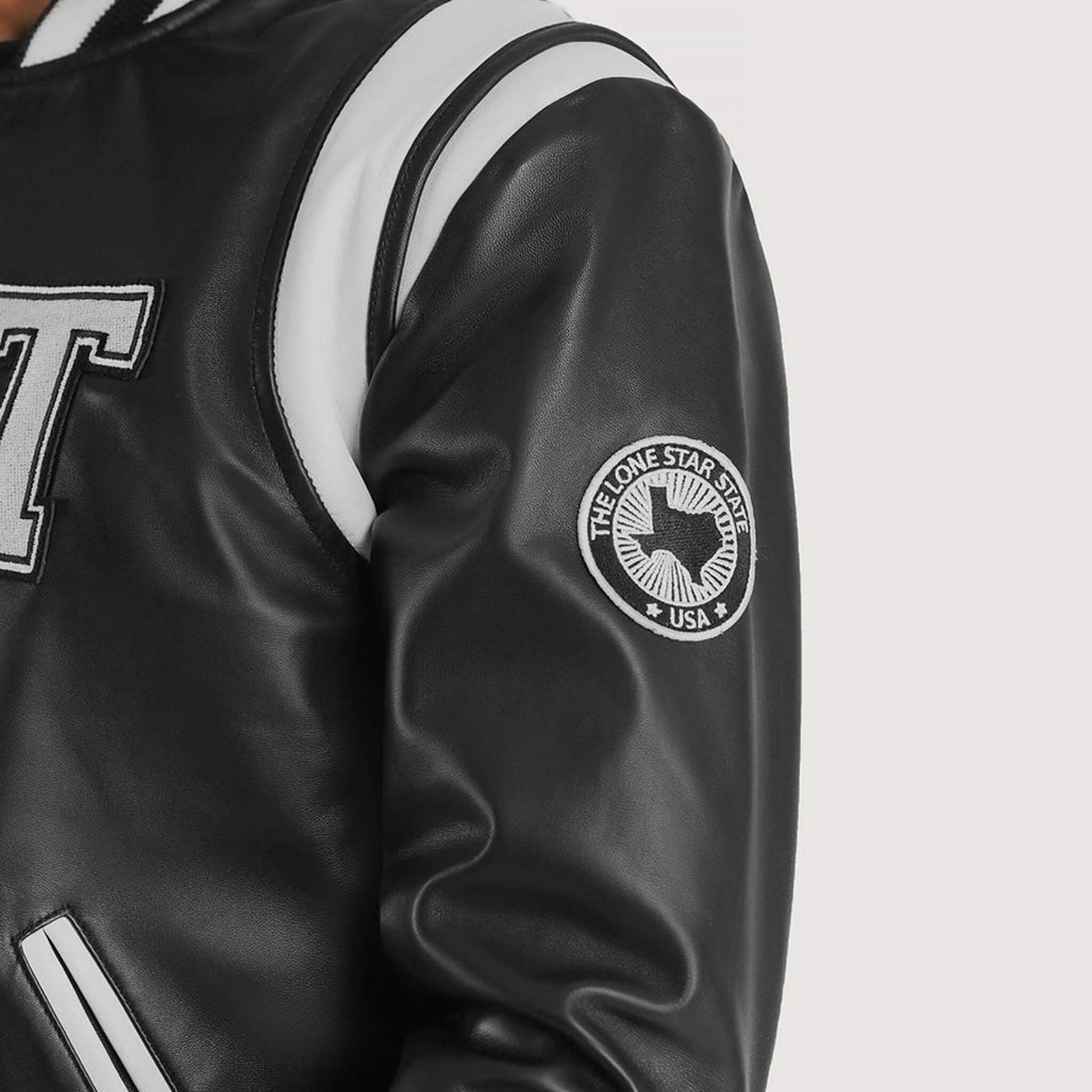 Liberte Texas Black Leather Varsity Jacket – Classic Street Style