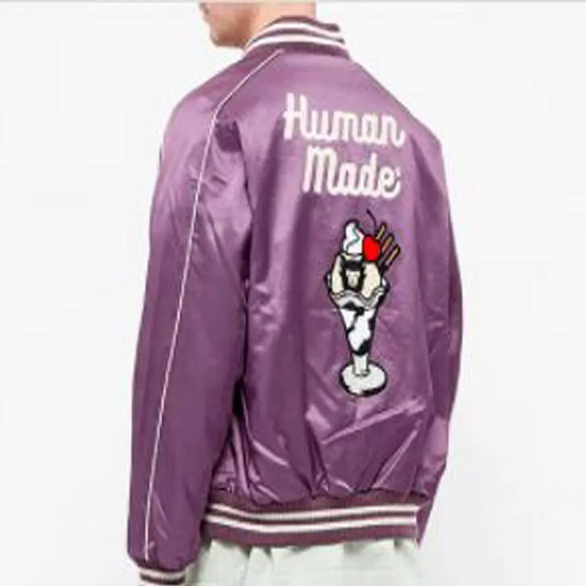 Human Made Nigo Dry Alls Purple Satin Bomber Jacket