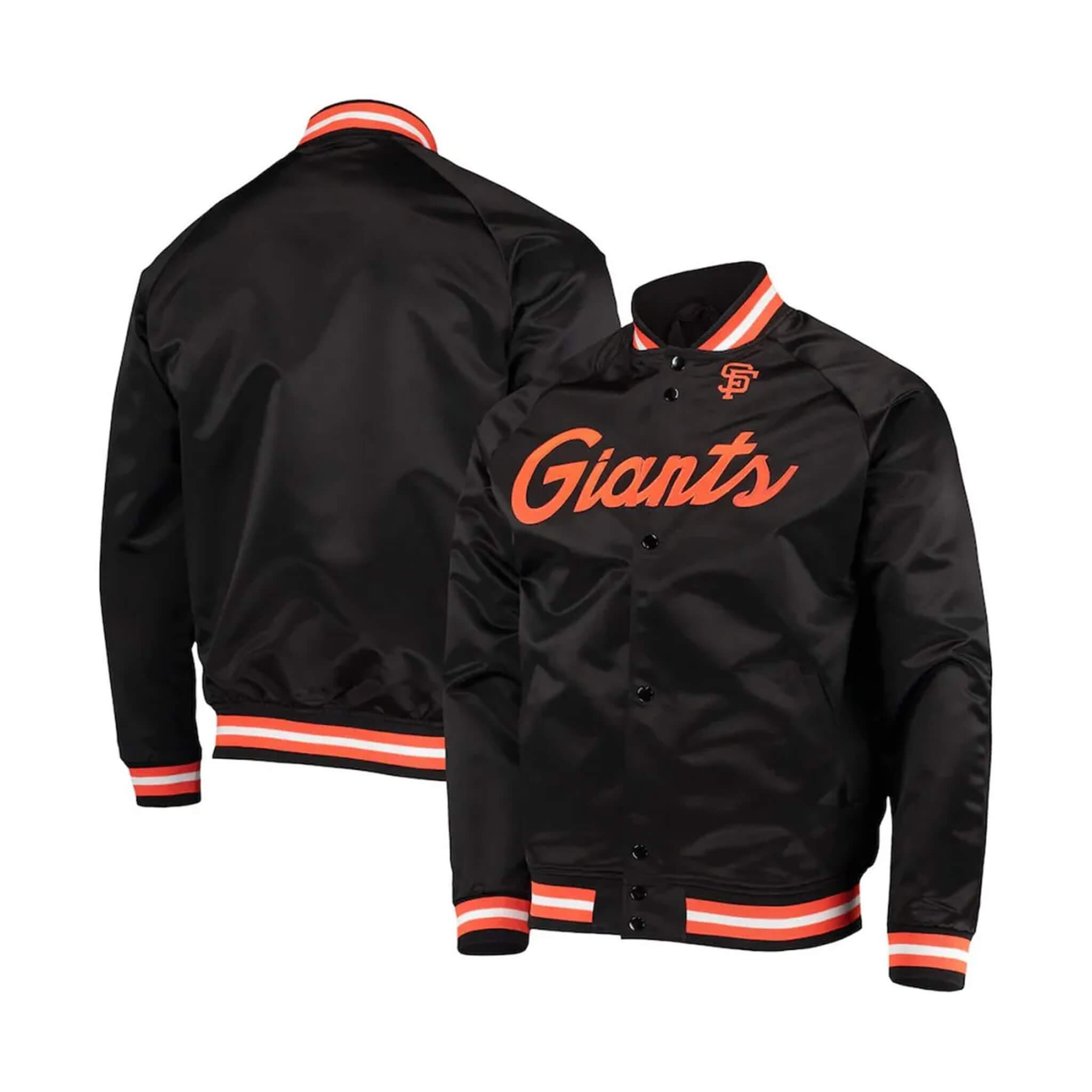 San Francisco Giants Black Satin Jacket – Full Snap MLB