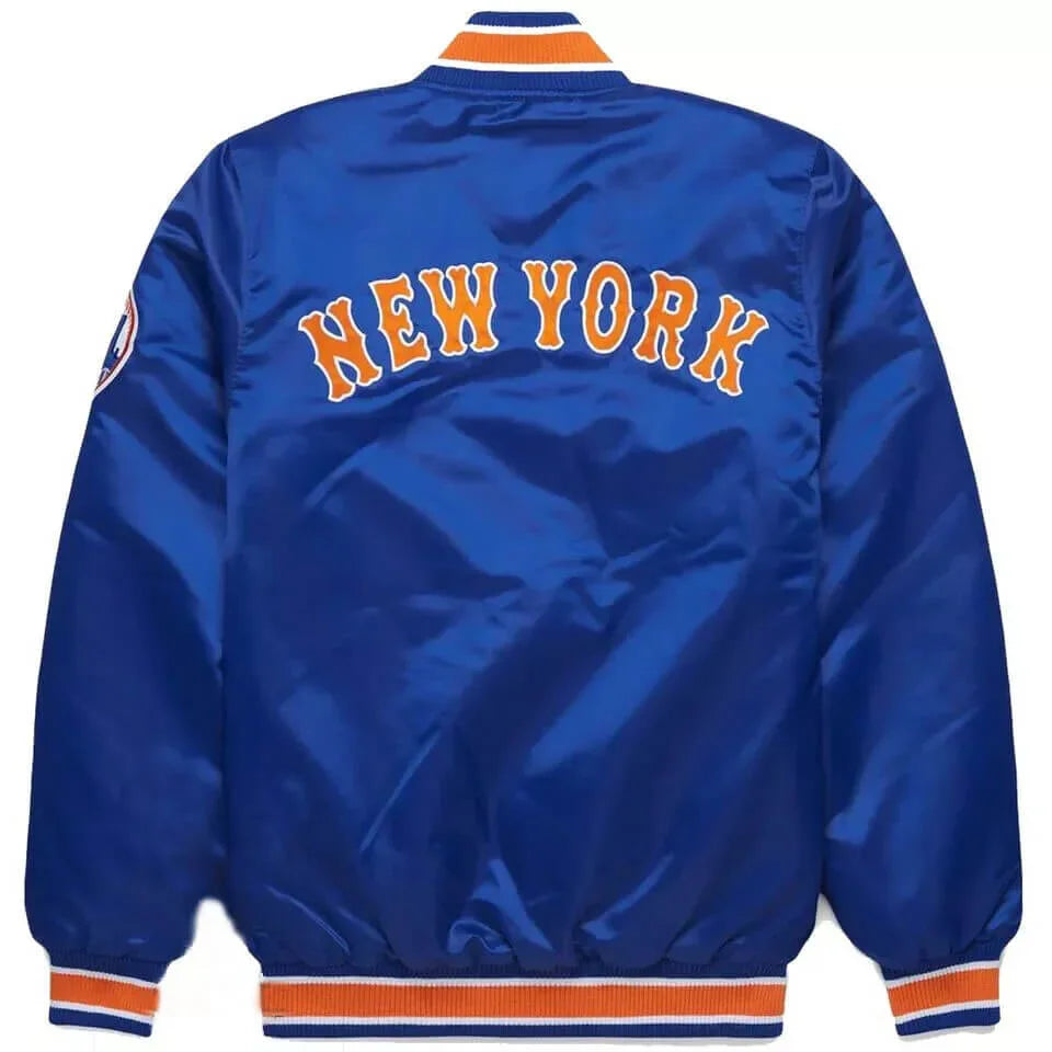 New York Mets MLB Blue Satin Varsity Jacket