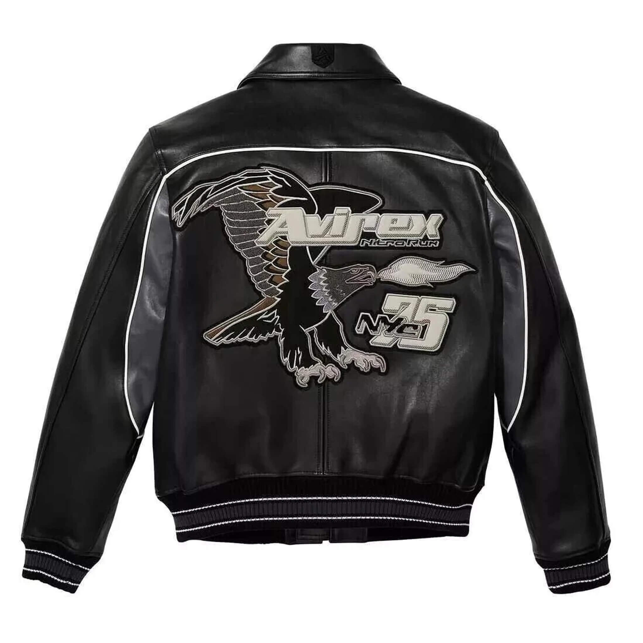 Men's Black Avirex Real Leather Bomber Jacket – American Flight Style