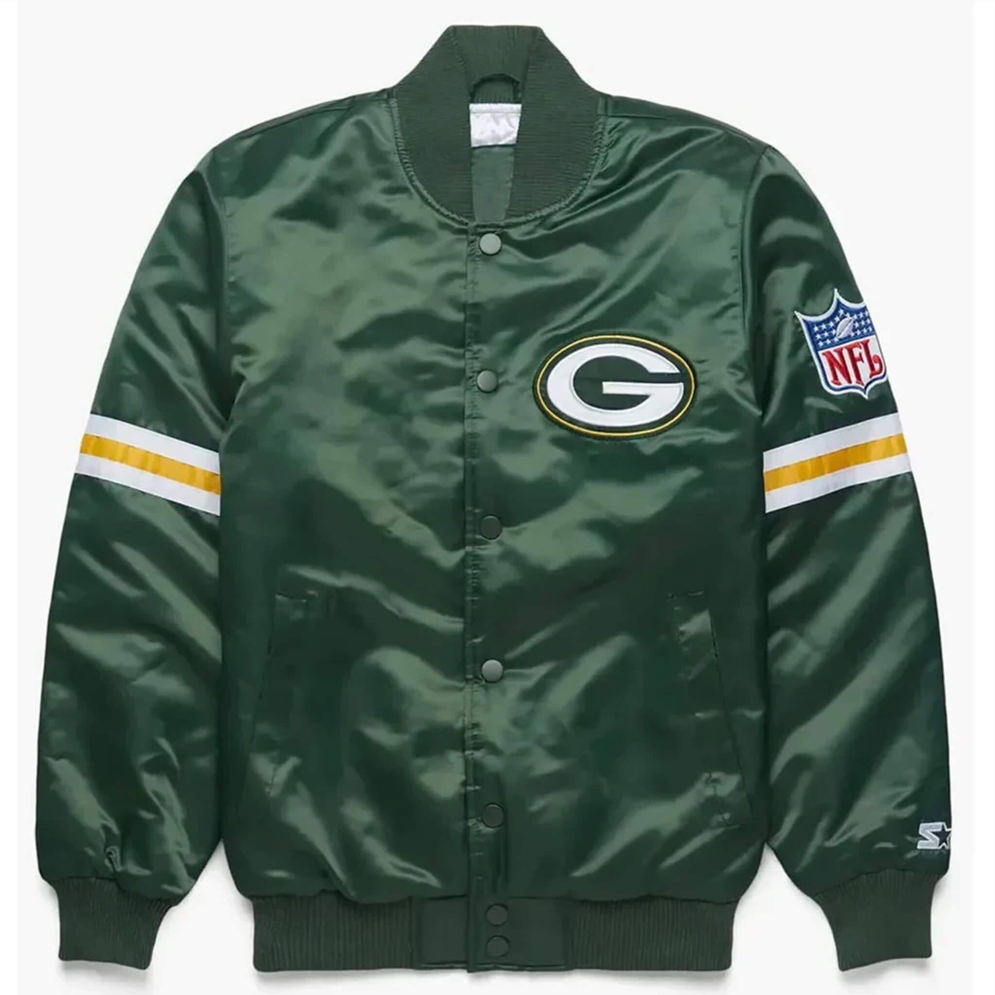 Men's Green Bay Packers Satin Varsity Bomber Jacket – Letterman Style