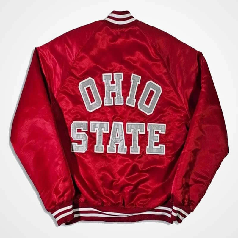 Ohio State 90s Red Satin Varsity Jacket for Men – Vintage College Style