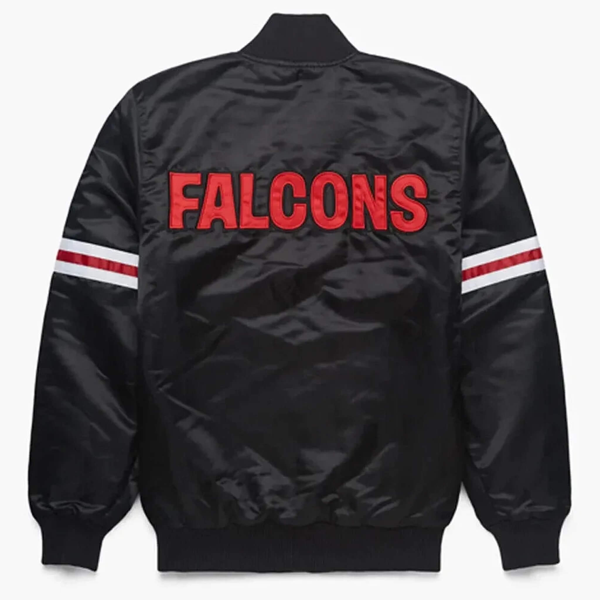 Men's 80s Falcons Black Satin Bomber Varsity Jacket
