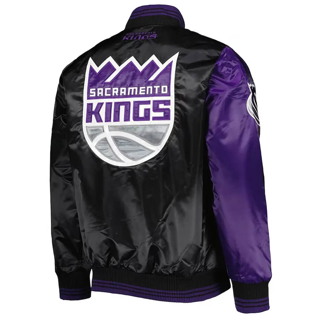 Sacramento Kings Satin Varsity Jacket – Purple & Black
