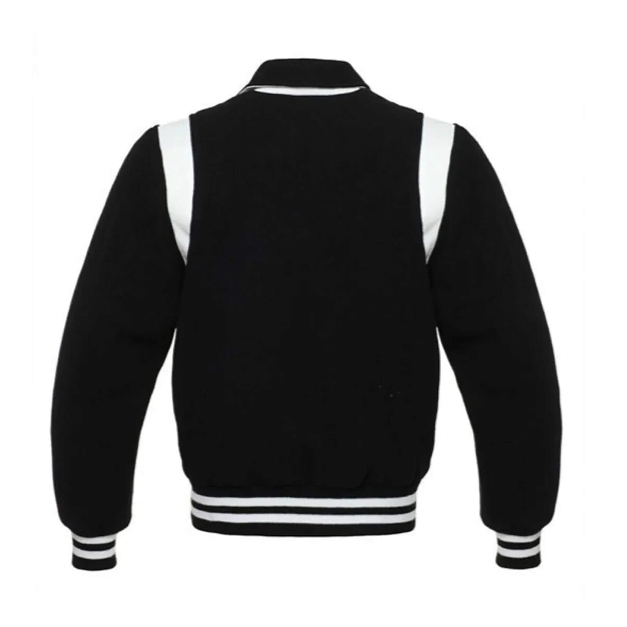 Byron Collar Black Wool Varsity Baseball Jacket – Classic Style