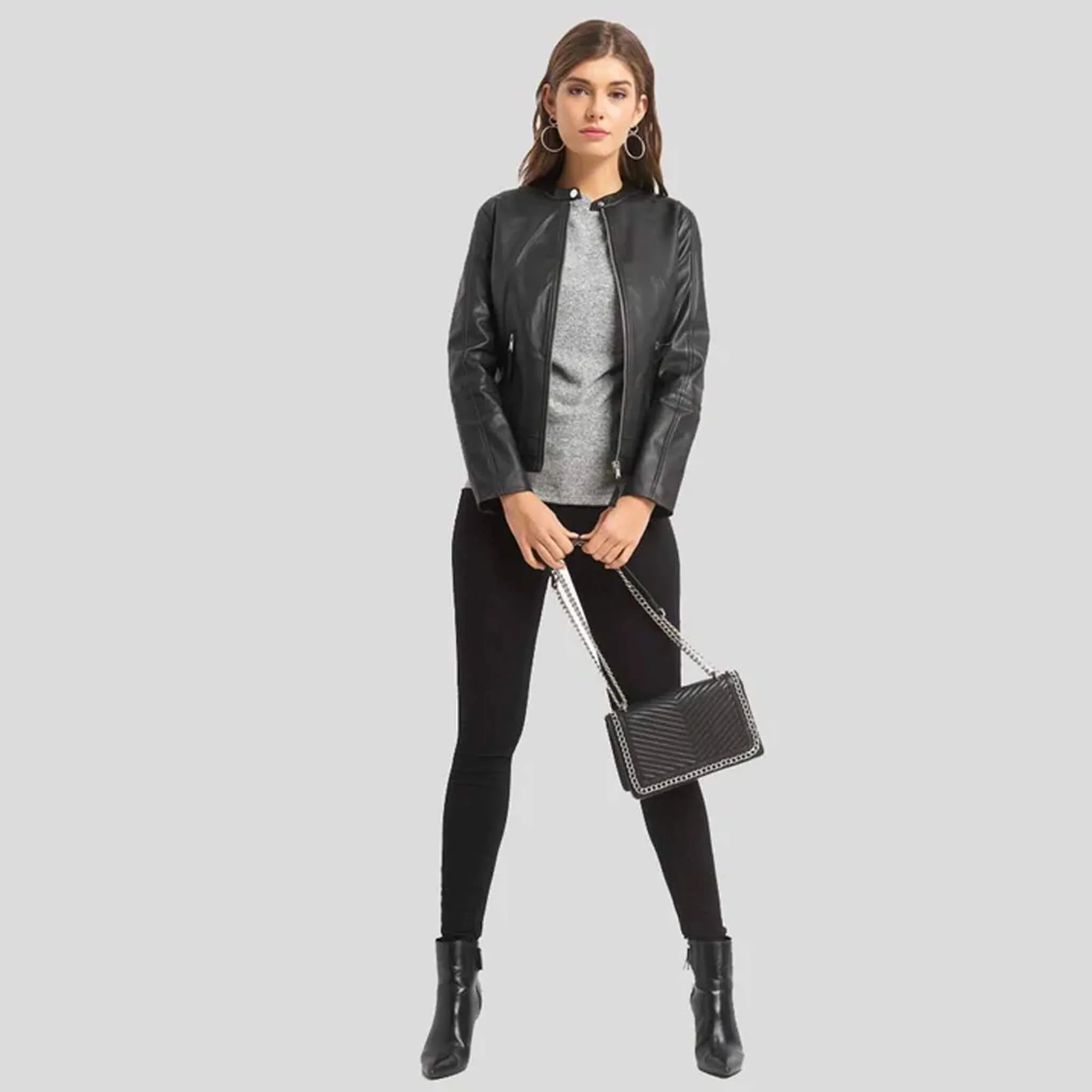 Nova Women's Black Moto Leather Jacket
