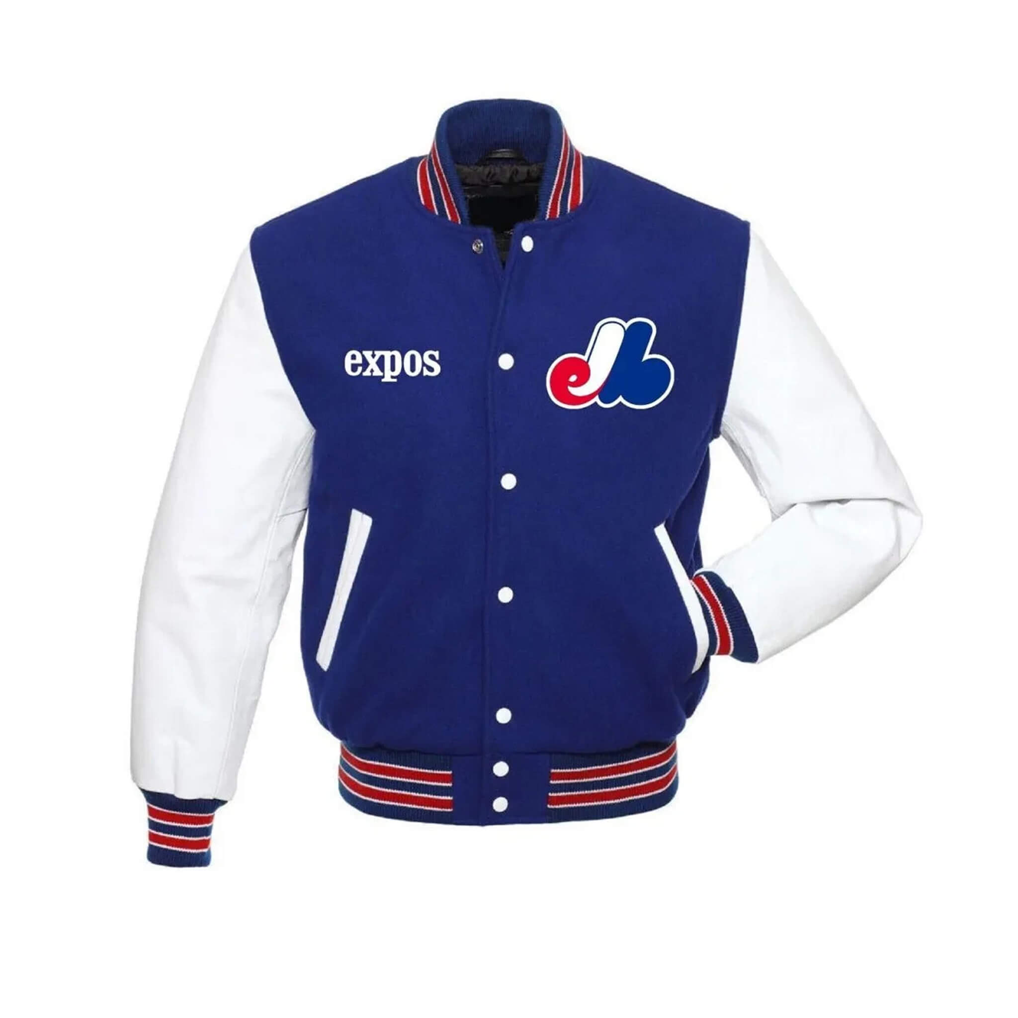 Montreal Expos Blue & White Letterman Varsity Jacket