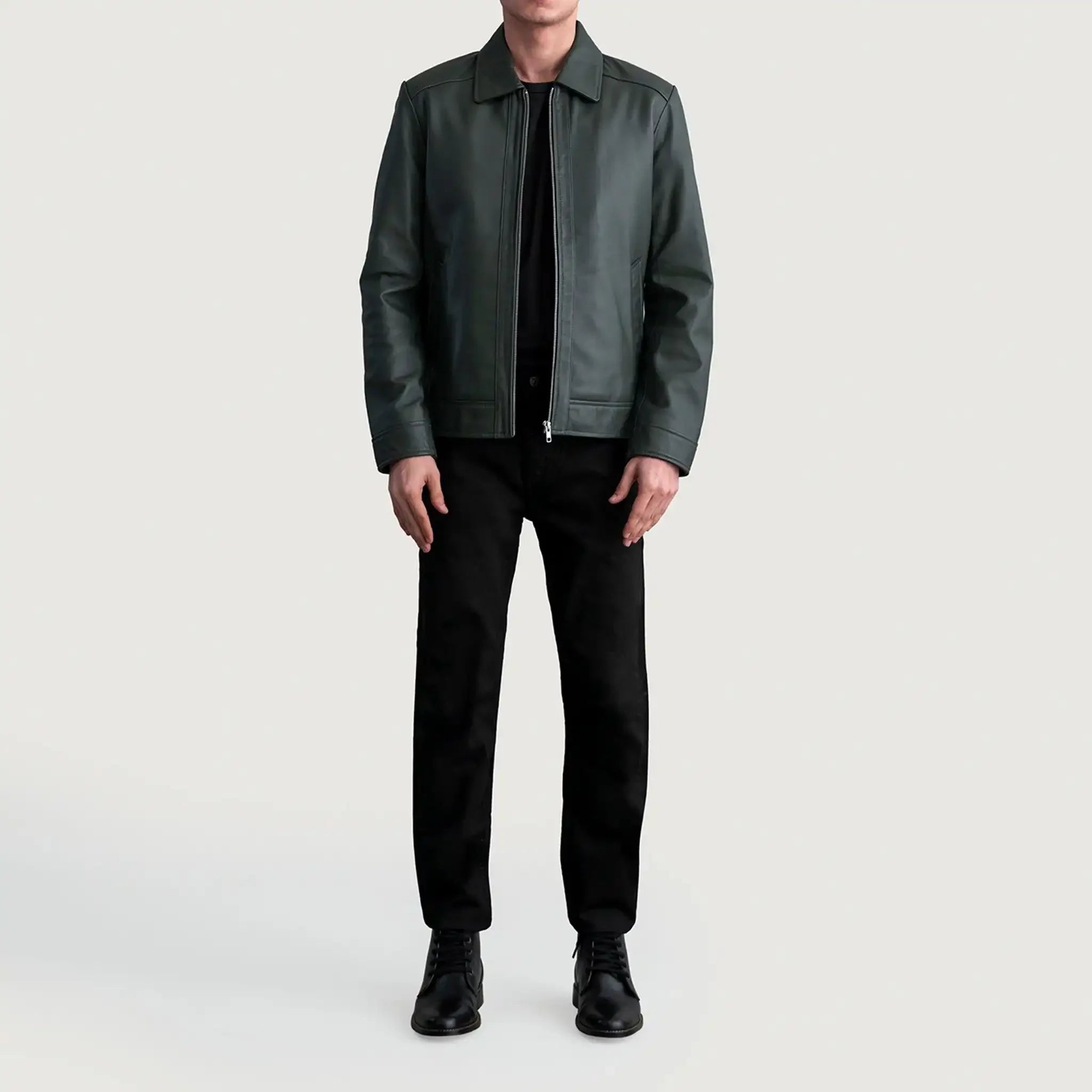 Infernos Green Leather Jacket - Classic Style Versatile Fashion