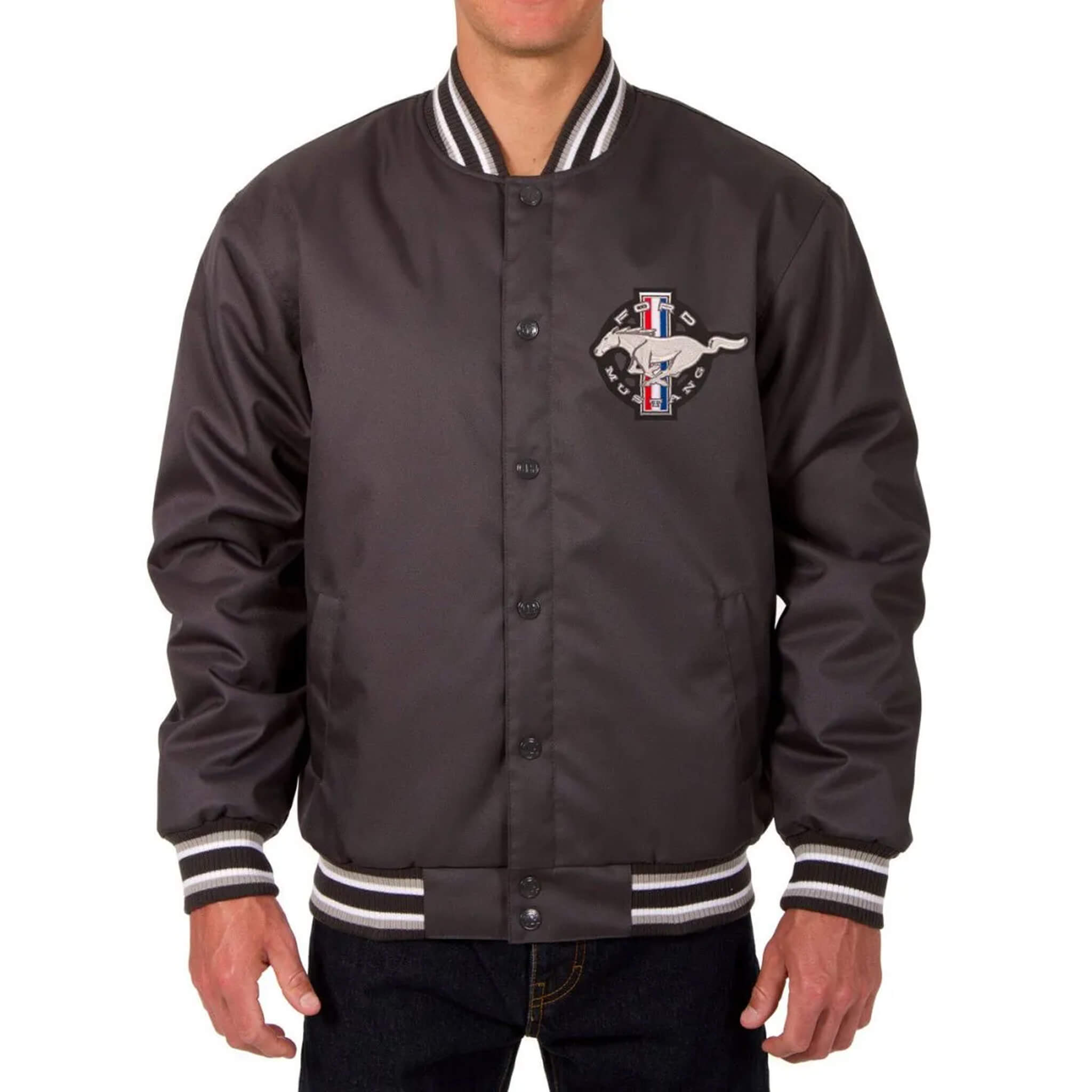 Mustang Ford Varsity Jacket – Black Satin Racing Style