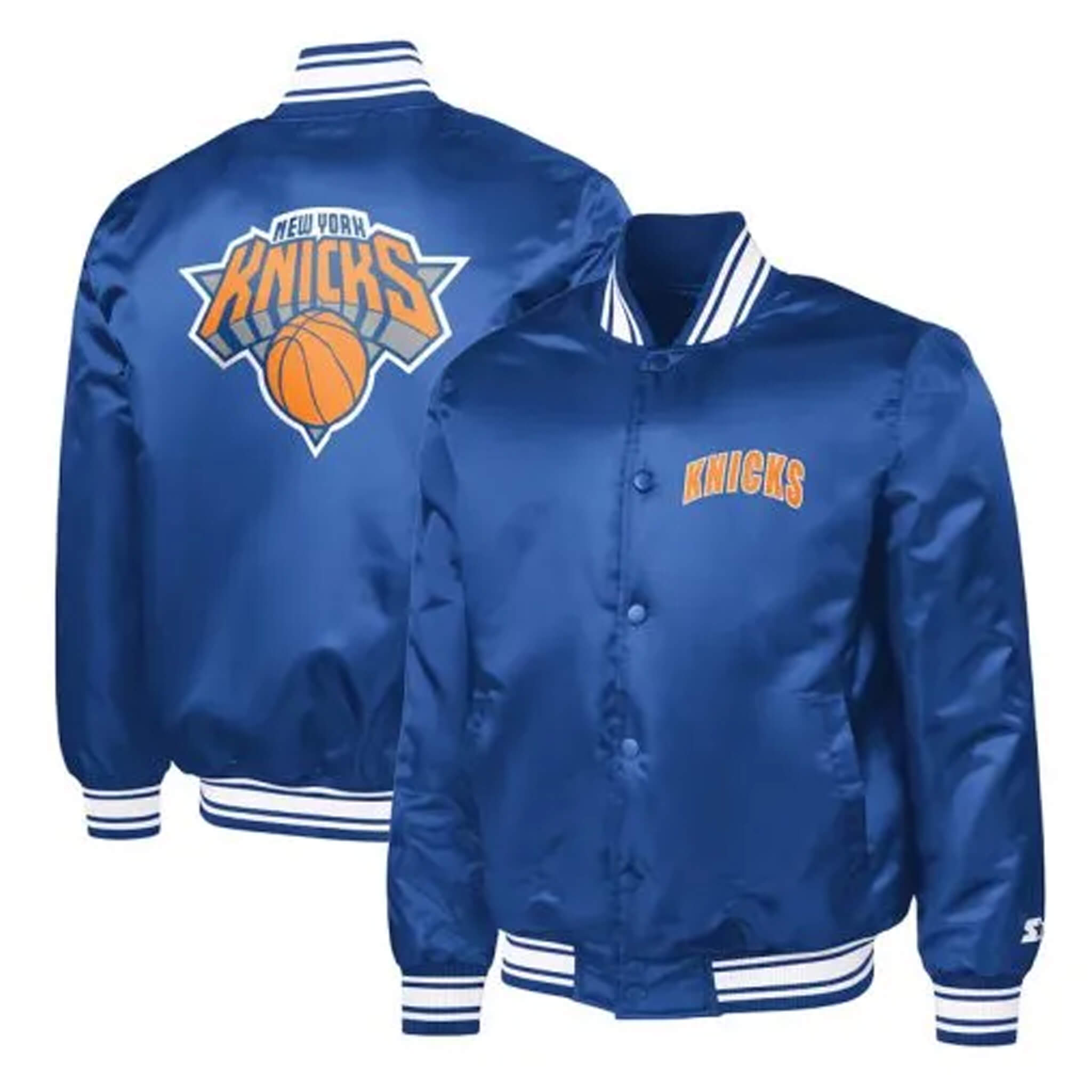 New York Knicks Varsity Jacket – Blue Satin NBA Gear