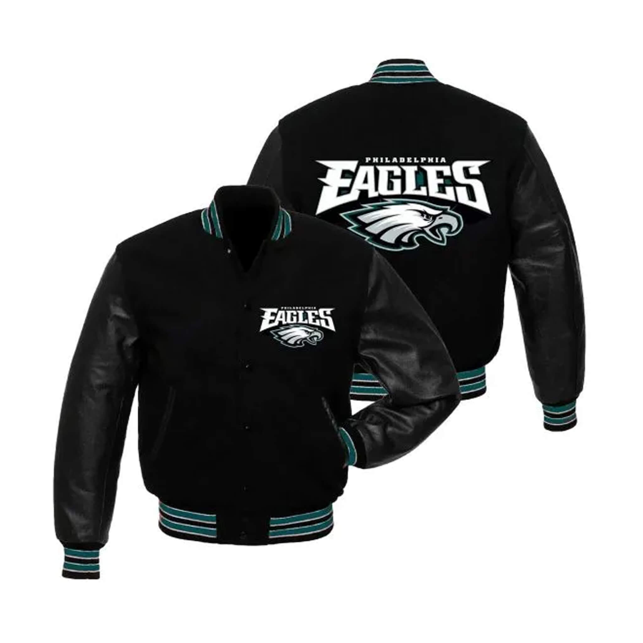 Philadelphia Eagles Black Varsity Wool Bomber Jacket