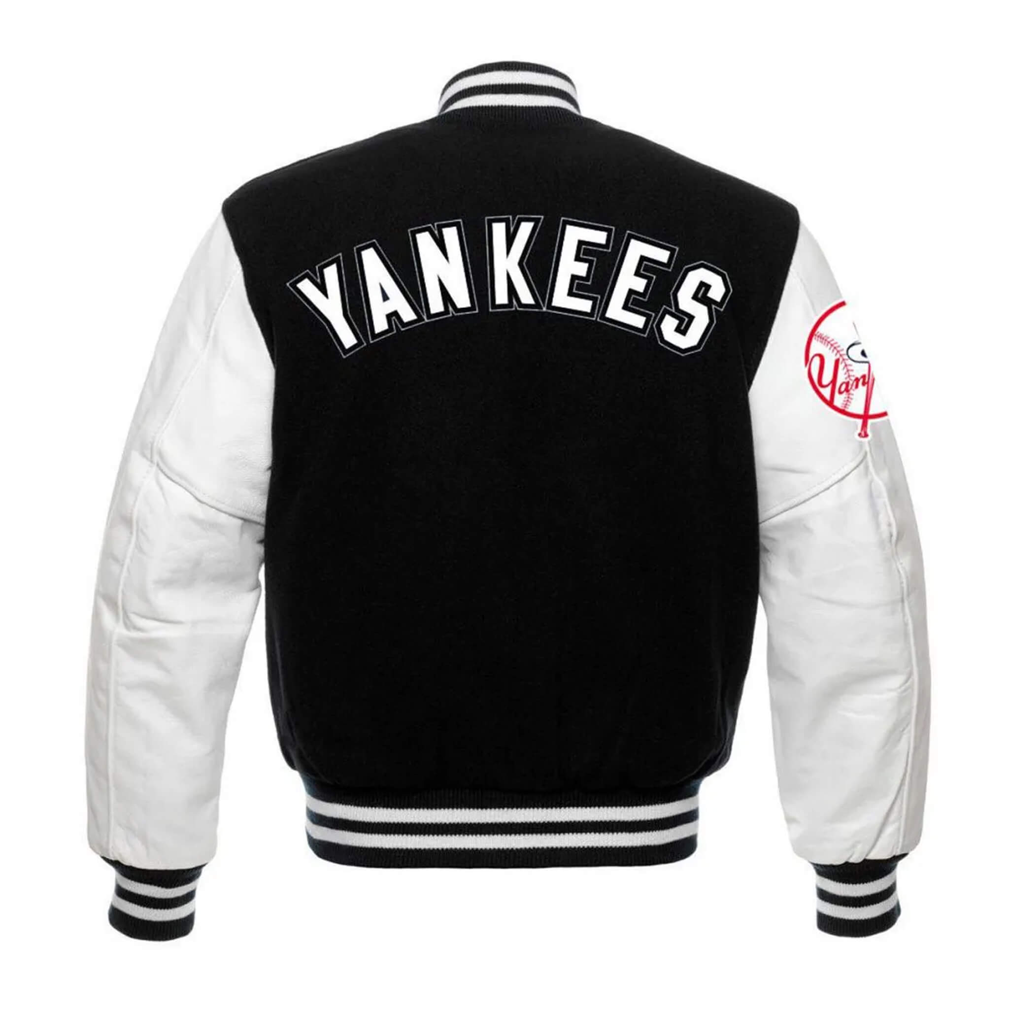 NY Yankees Varsity Jacket – Black & White Baseball Style
