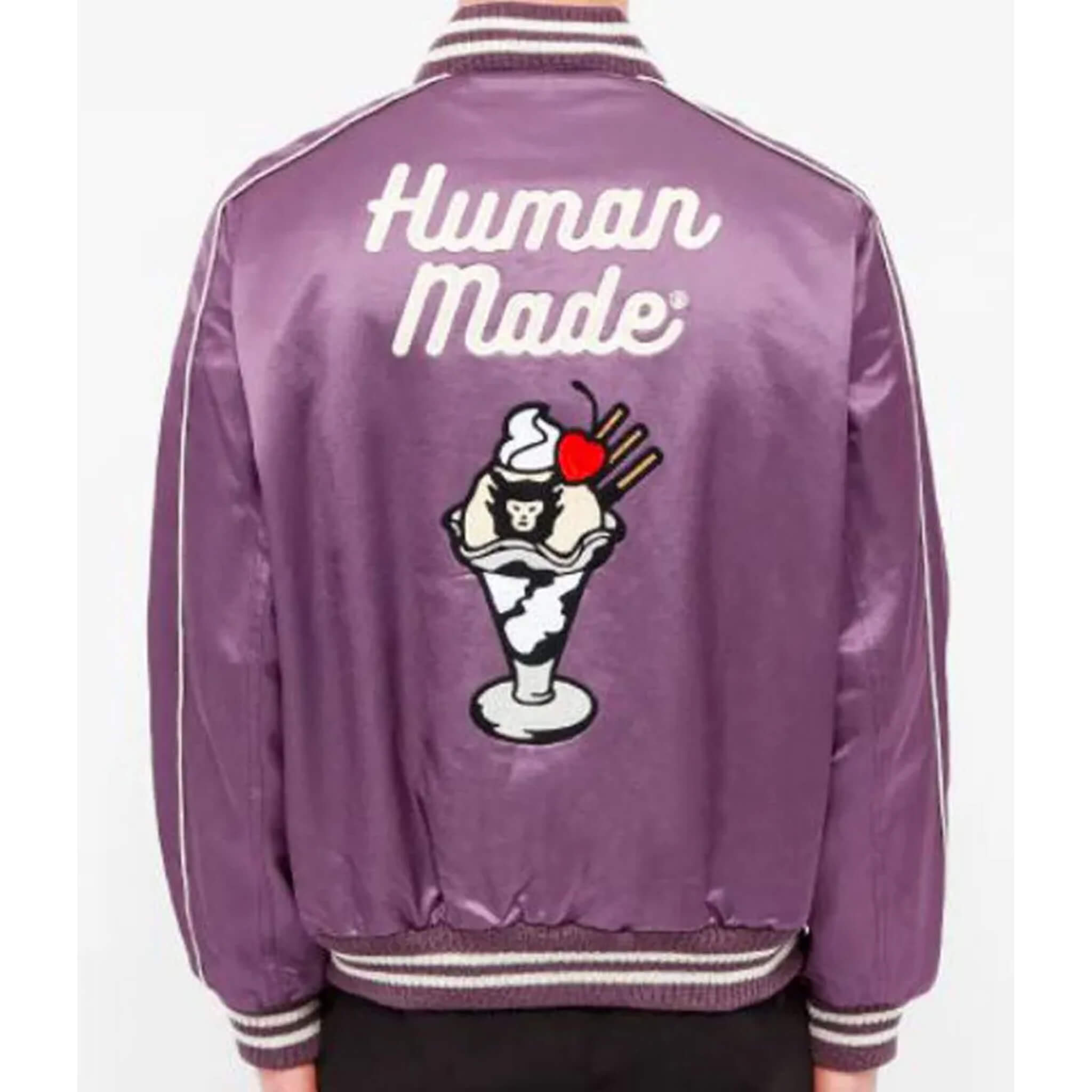 Human Made Nigo Dry Alls Purple Satin Bomber Jacket