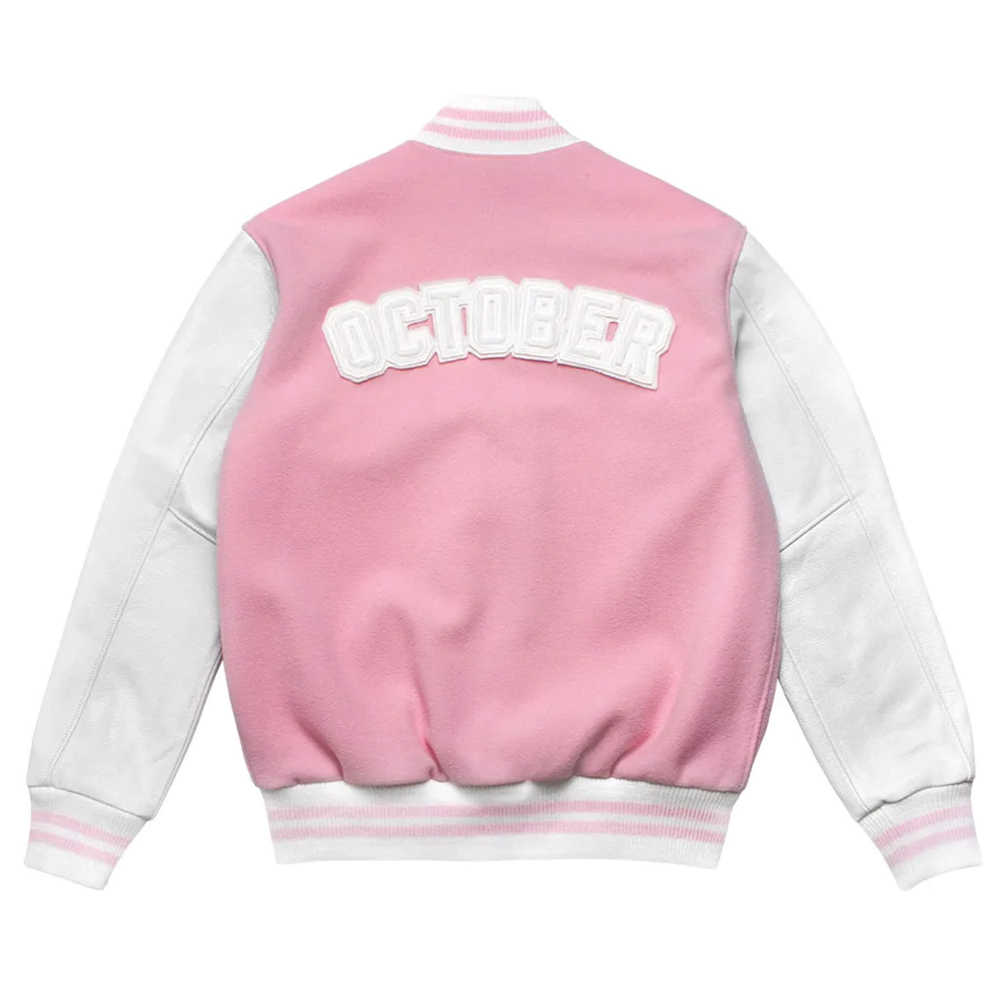 OVO Valentine Day Varsity Jacket–Pink & White Letterman Style