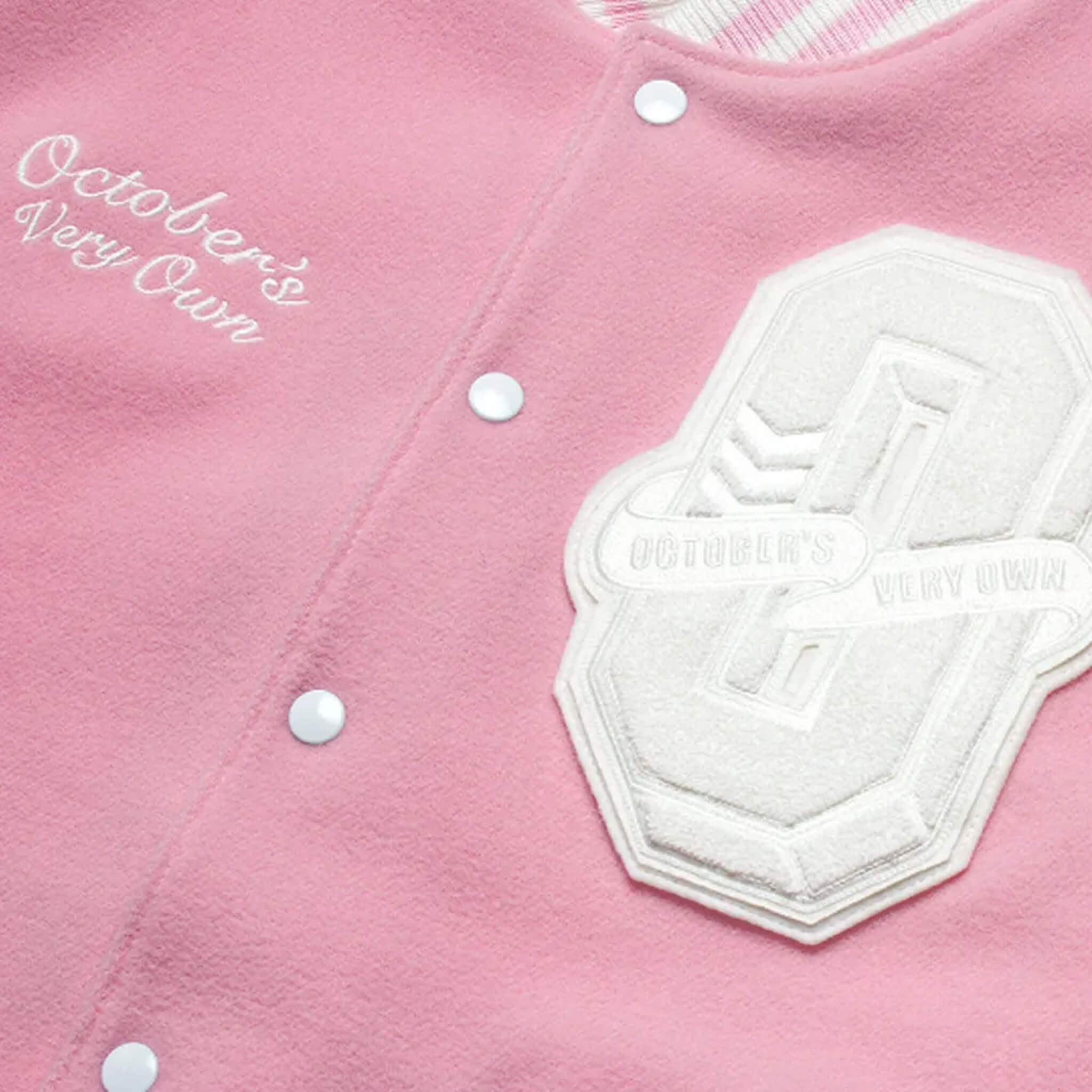 OVO Valentine Day Varsity Jacket–Pink & White Letterman Style