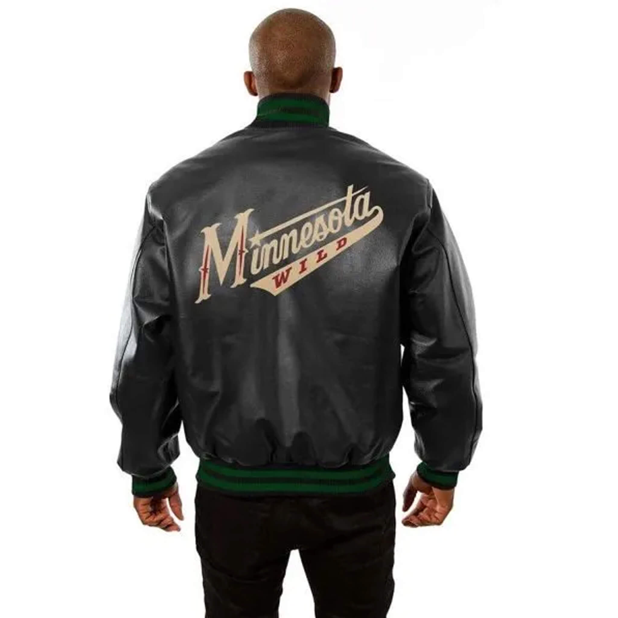 Minnesota Wild Black Leather Varsity Jacket - Classic Style