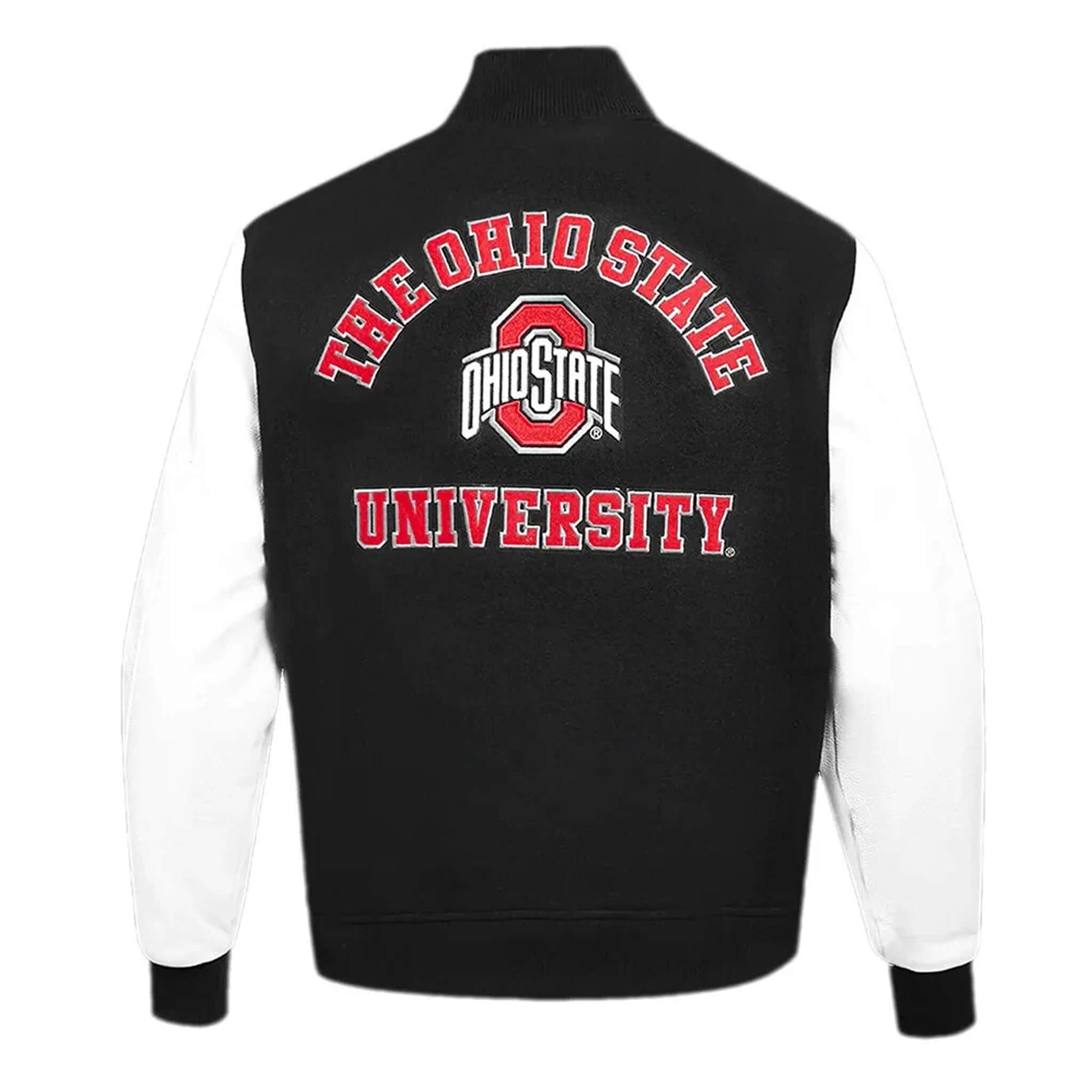 Ohio State Letterman Varsity Jacket – Black & White Classic Style