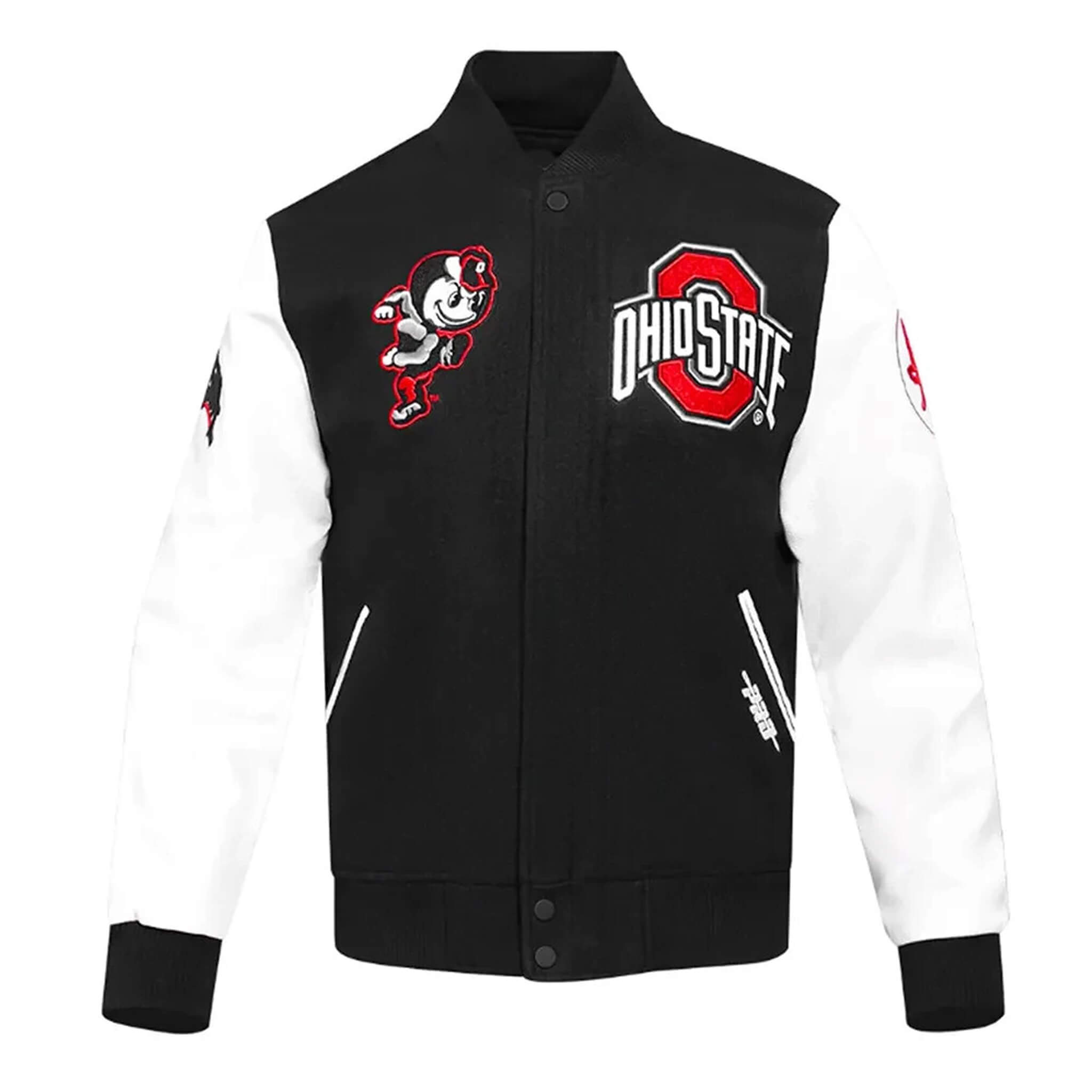 Ohio State Letterman Varsity Jacket – Black & White Classic Style