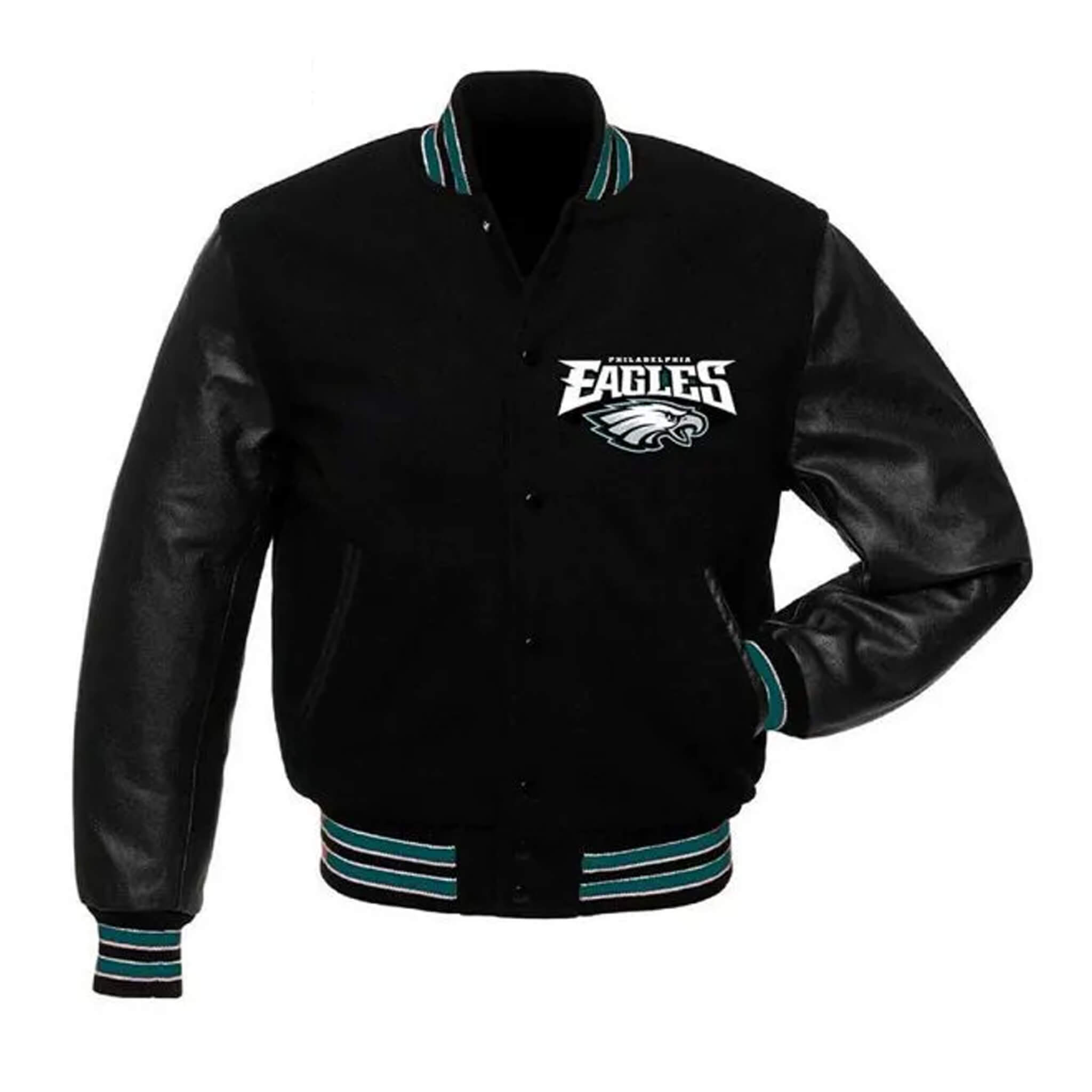 Philadelphia Eagles Black Varsity Wool Bomber Jacket
