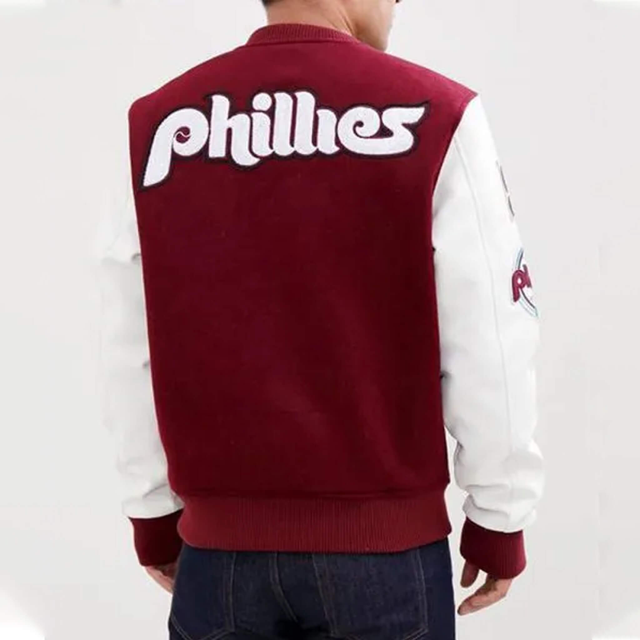 Philadelphia Phillies Varsity Jacket – Burgundy & White