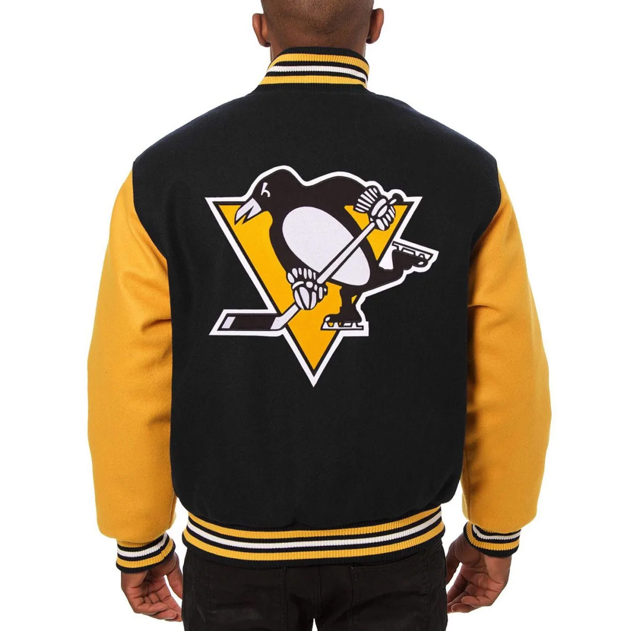 Pittsburgh Penguins Varsity Jacket – Yellow Black NHL Style