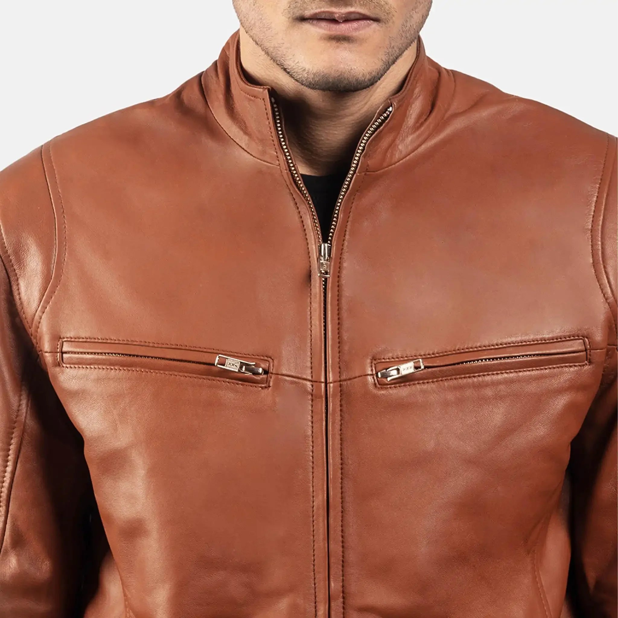 Elite Brown Leather Biker Jacket - Premium Motorcycle Style for Men