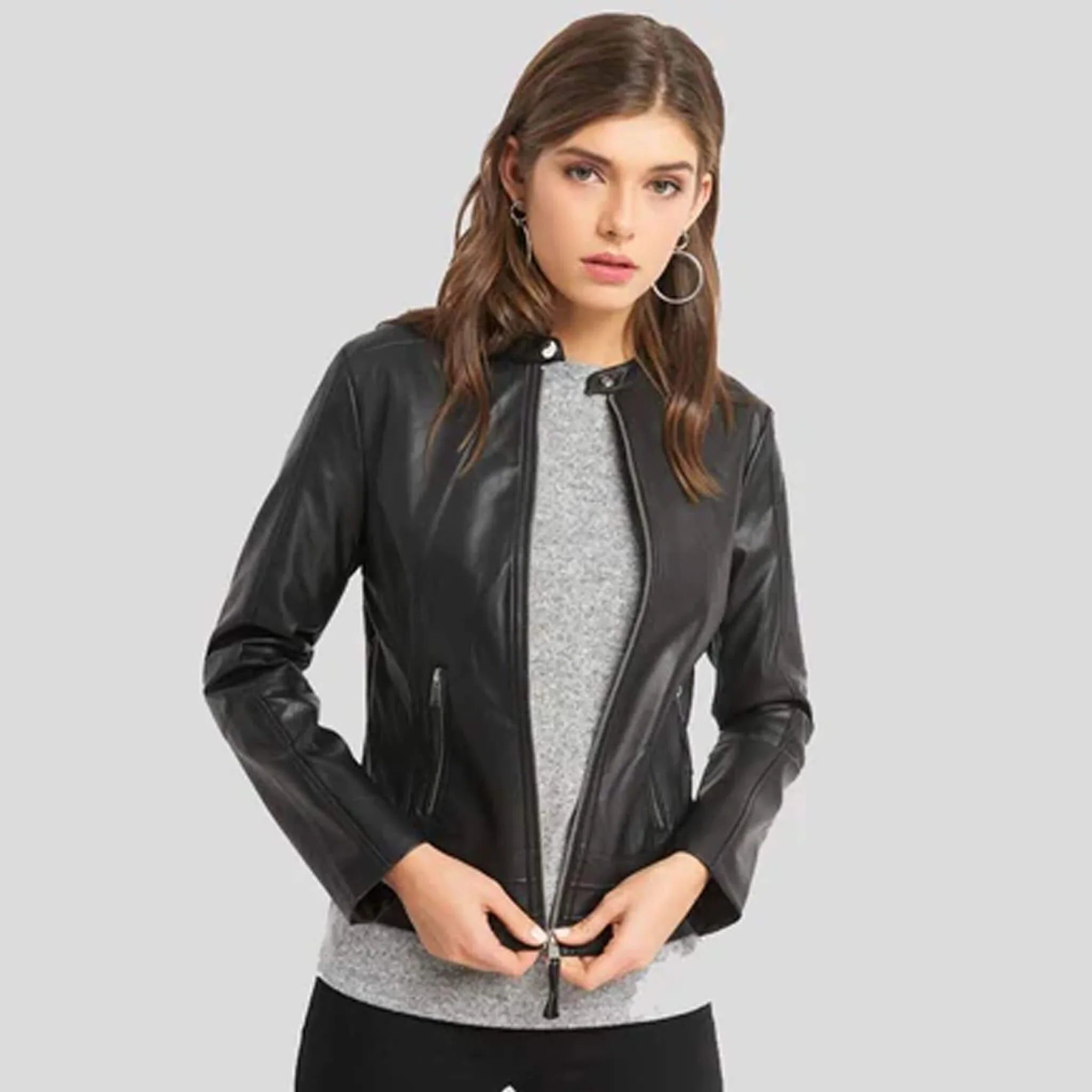 Nova Women's Black Moto Leather Jacket