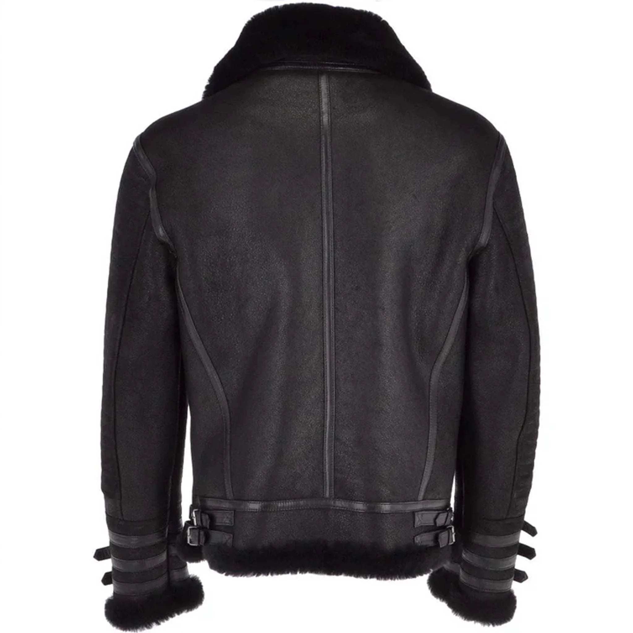 Stryke Black B3 RAF Bomber Jacket - Sheepskin Shearling Aviator Leather Jacket