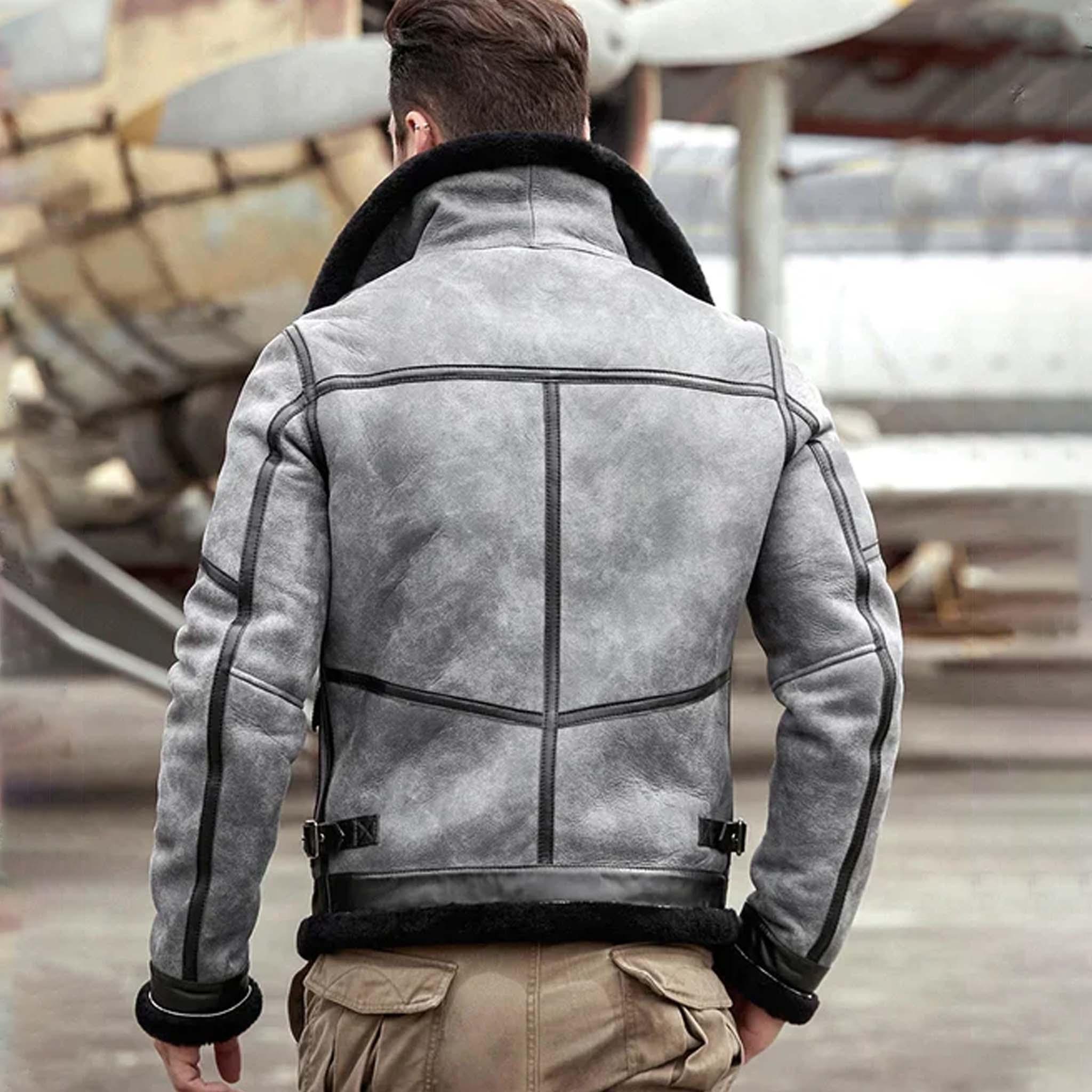 Ridr Men's Sheepskin RAF Bomber Jacket - Pilot Aviator Shearling Style