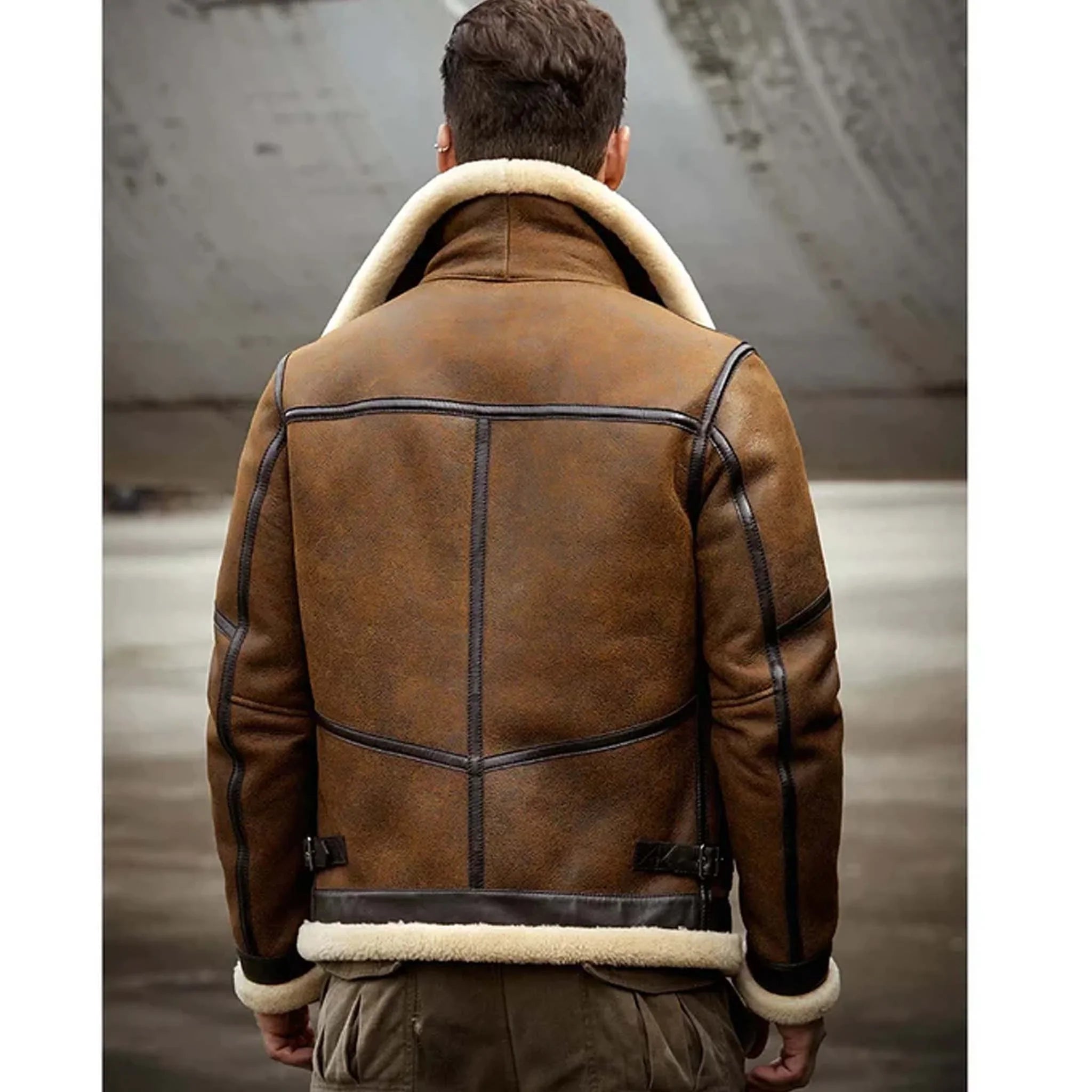 Ridr Men's Aviator Bomber Jacket - Sheepskin RAF Pilot Shearling Style