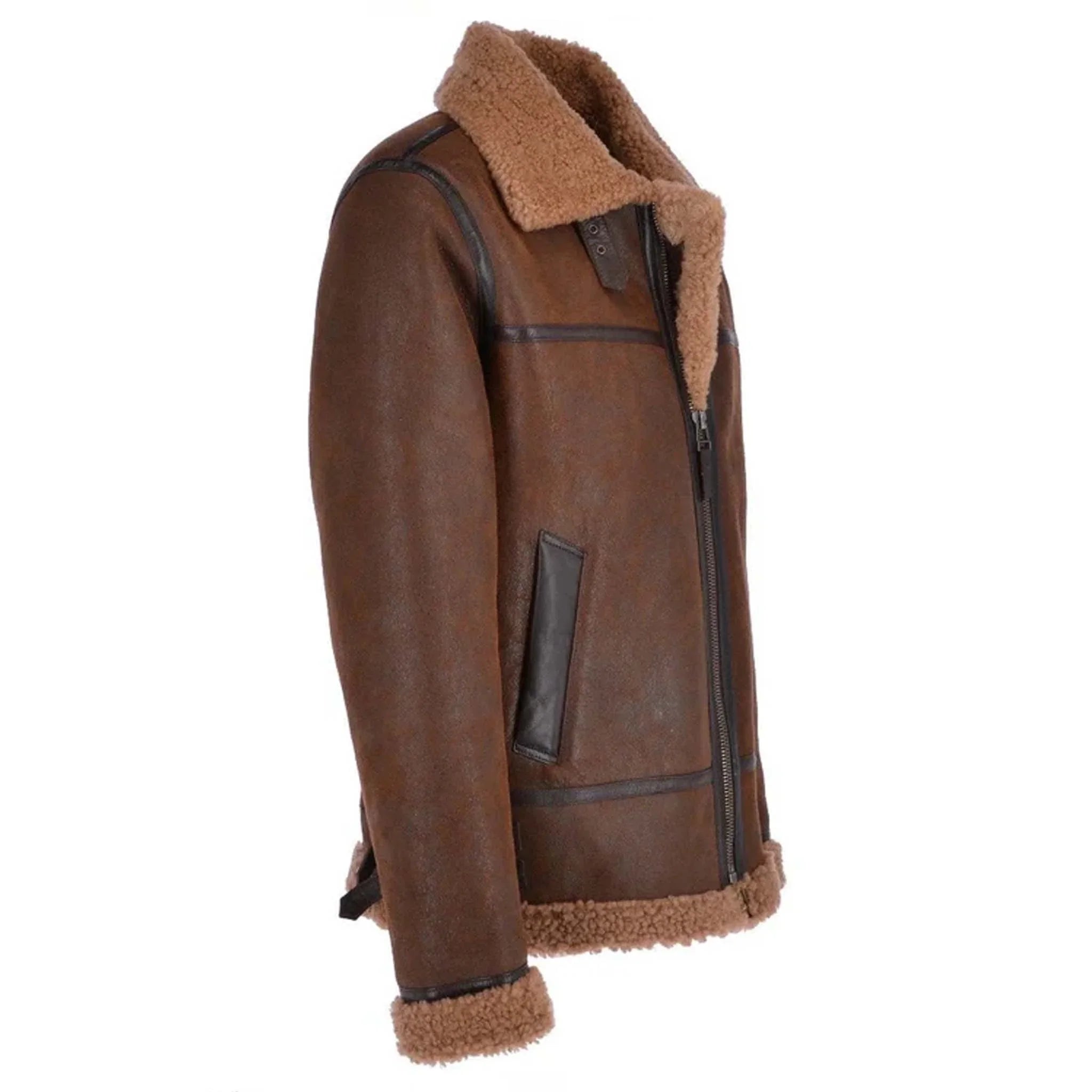 Gravyr Brown B3 RAF Bomber Jacket - Sheepskin Aviator Shearling Leather Coat