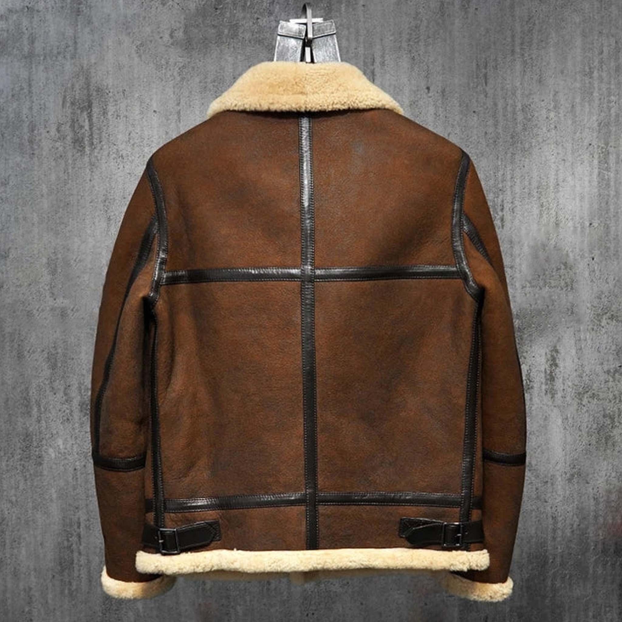 Havry B3 RAF Airforce Jacket - Dark Brown Sheepskin Leather Pilot Flight Coat