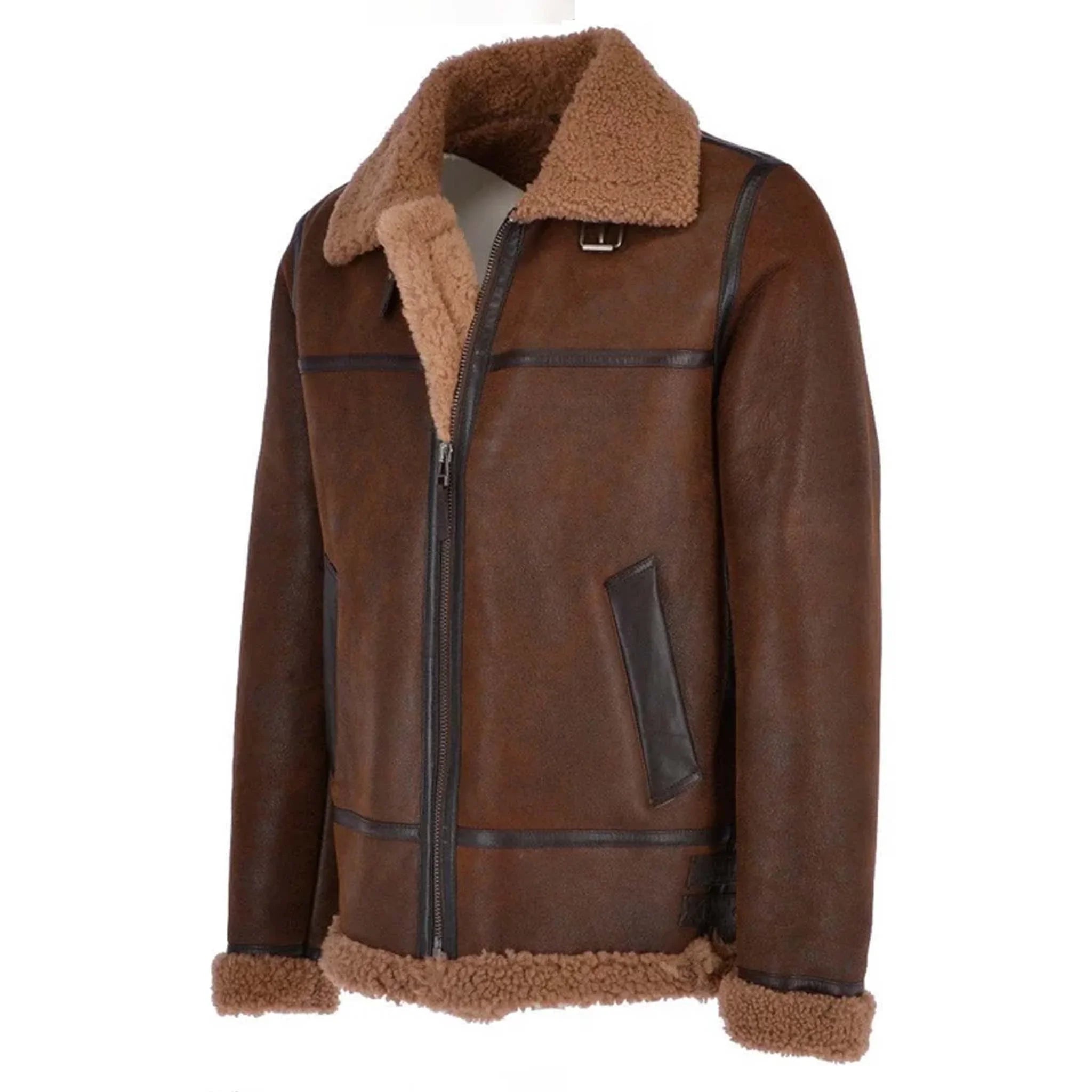 Gravyr Brown B3 RAF Bomber Jacket - Sheepskin Aviator Shearling Leather Coat