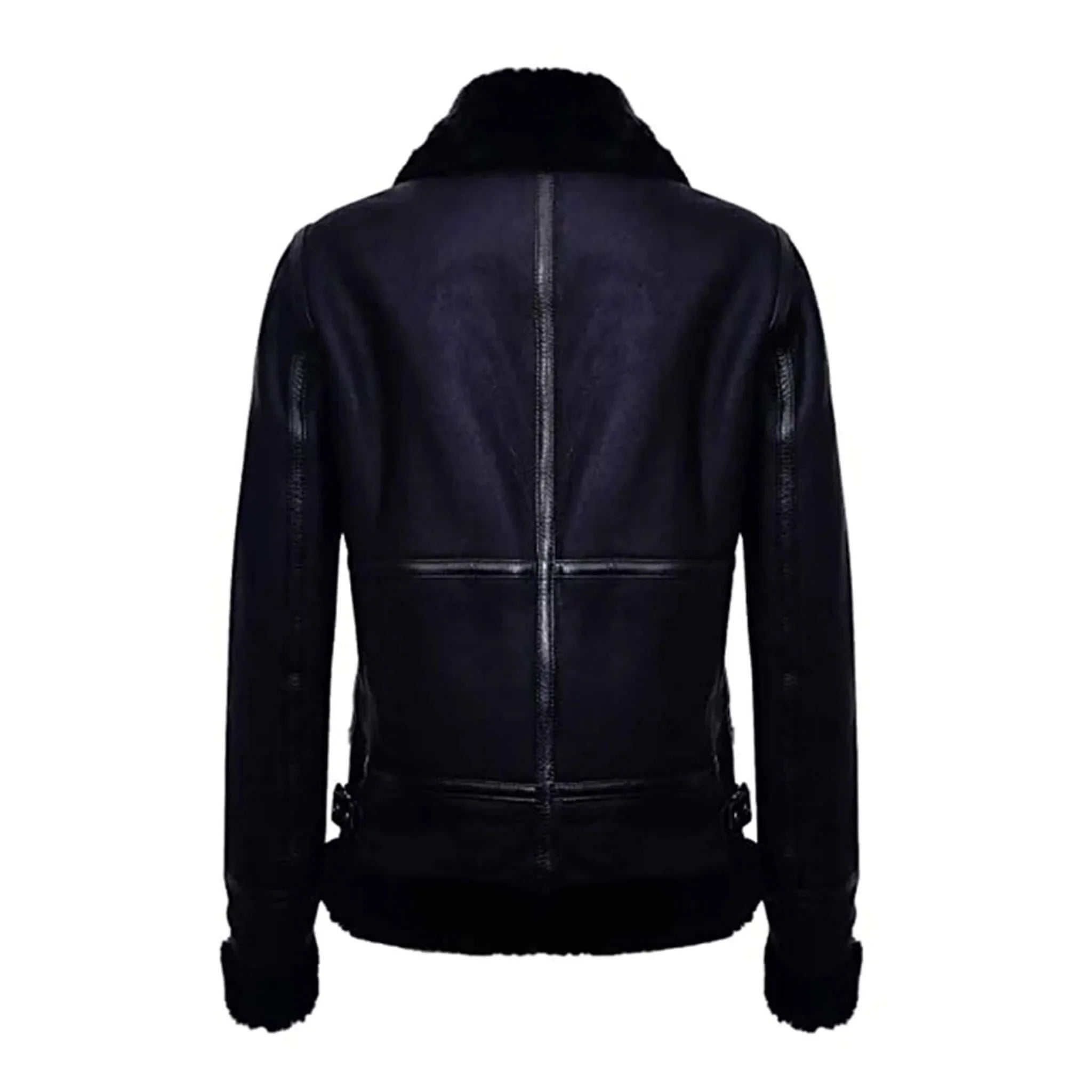 Black Sheepskin Aviator Shearling Biker Jacket – Women
