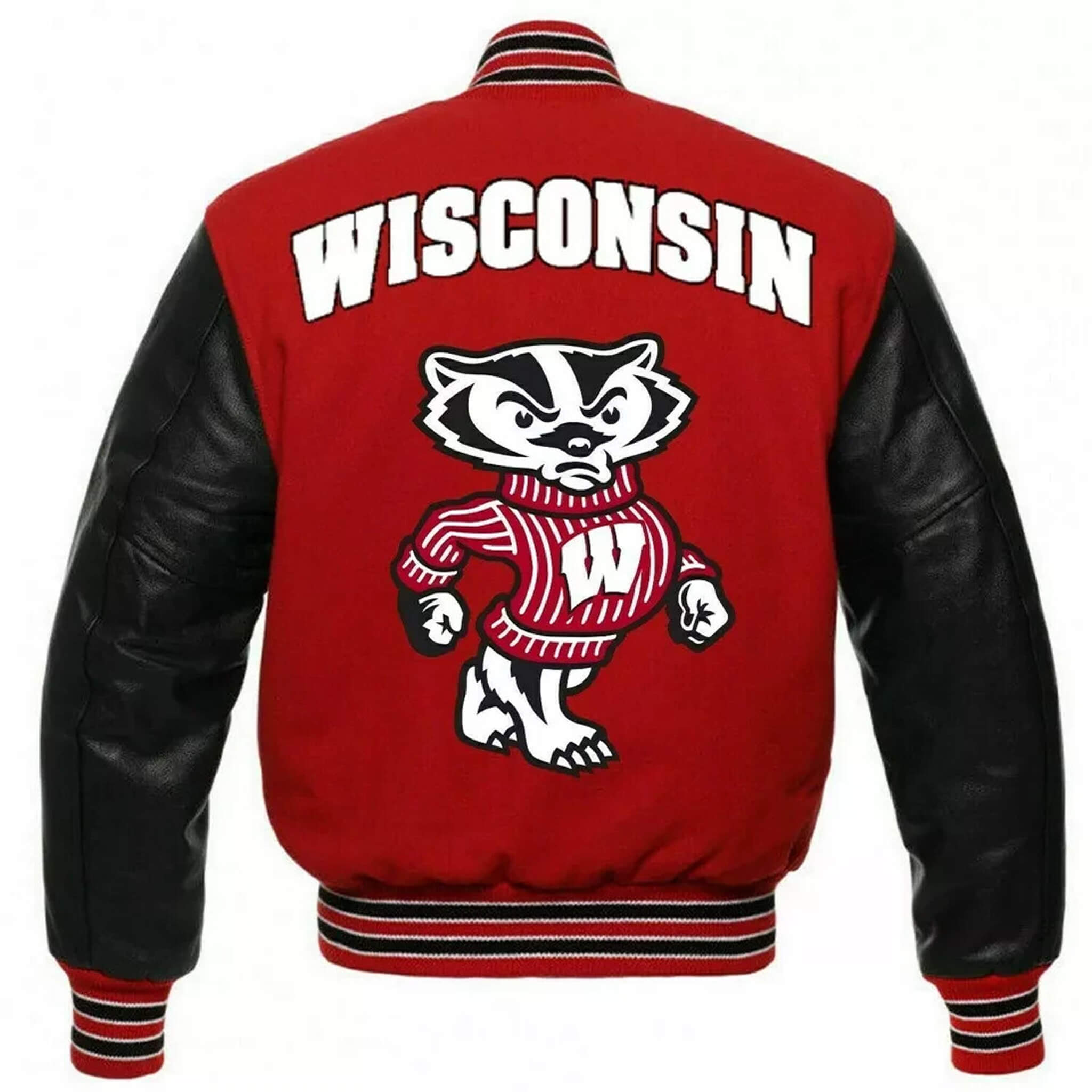 Wisconsin Badgers Red & Black Football Varsity Jacket