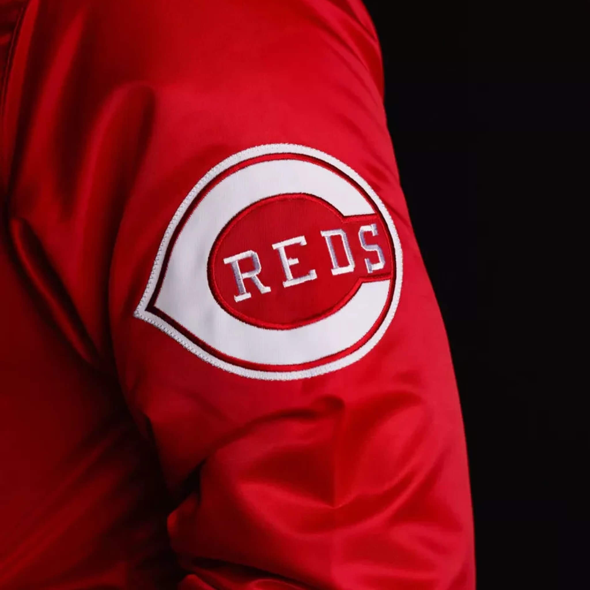 Men's Cincinnati Reds Vintage 90s Red Satin Bomber Varsity Jacket