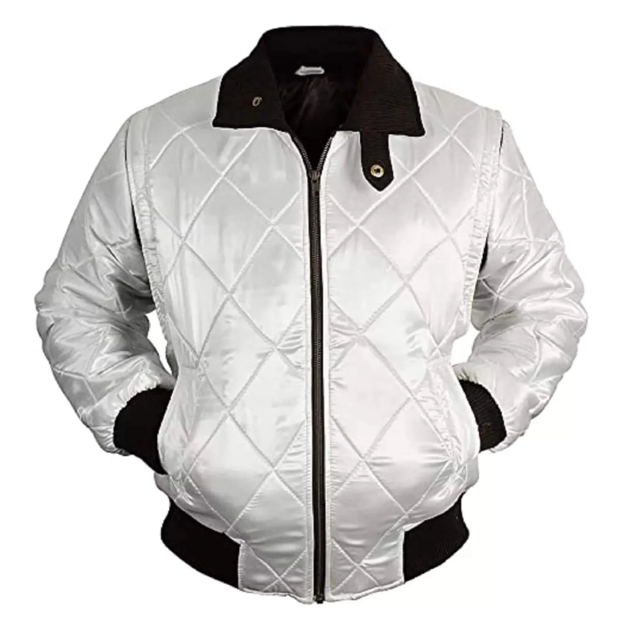 Ryan Gosling Drive Scorpion White Satin Varsity Jacket