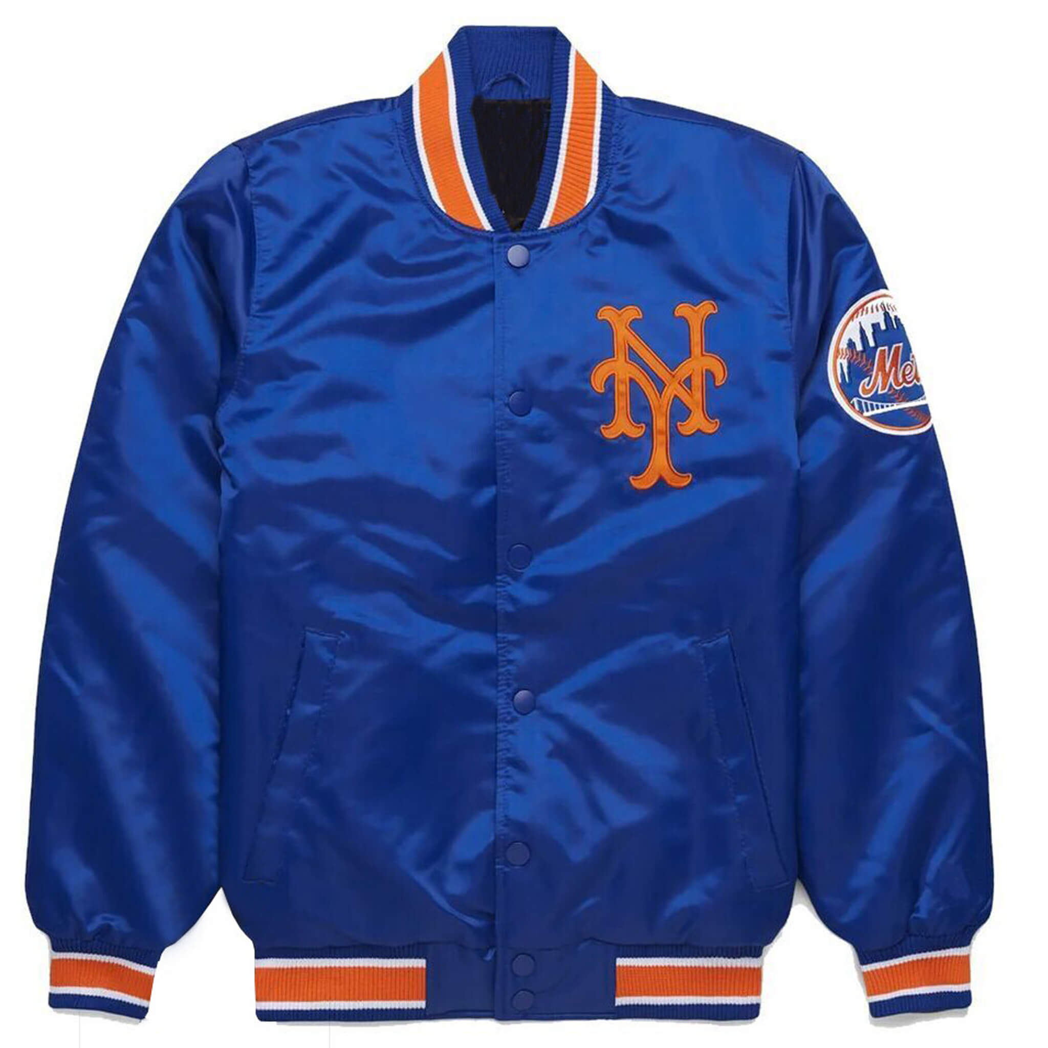 Men’s Snap-Up Satin Varsity Jacket – Iconic Sportswear Style