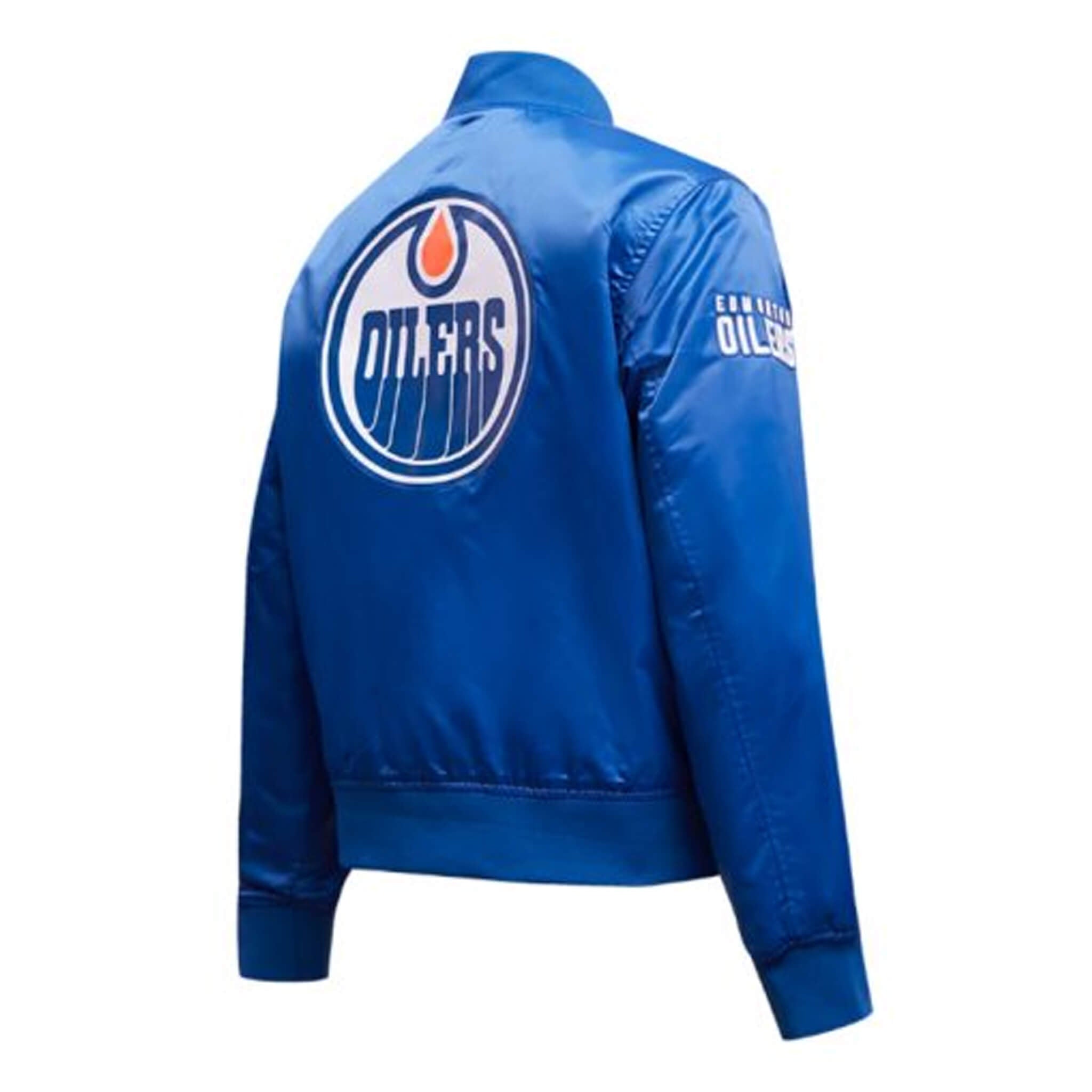 Edmonton Oilers Blue Satin Varsity Jacket – Classic Style